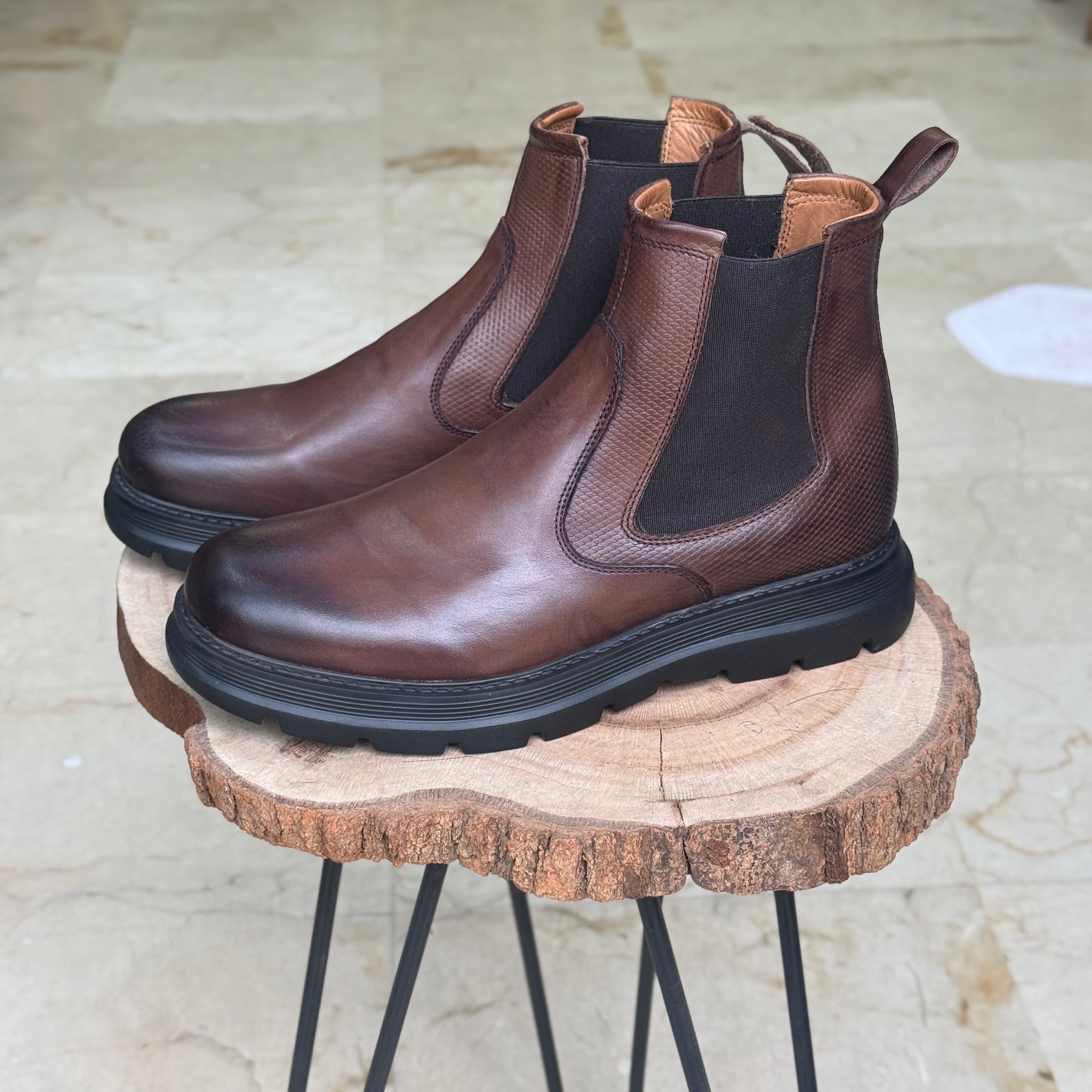 Bottine En Cuir 1978 MARRON CHOCO - Shopilo Shoes