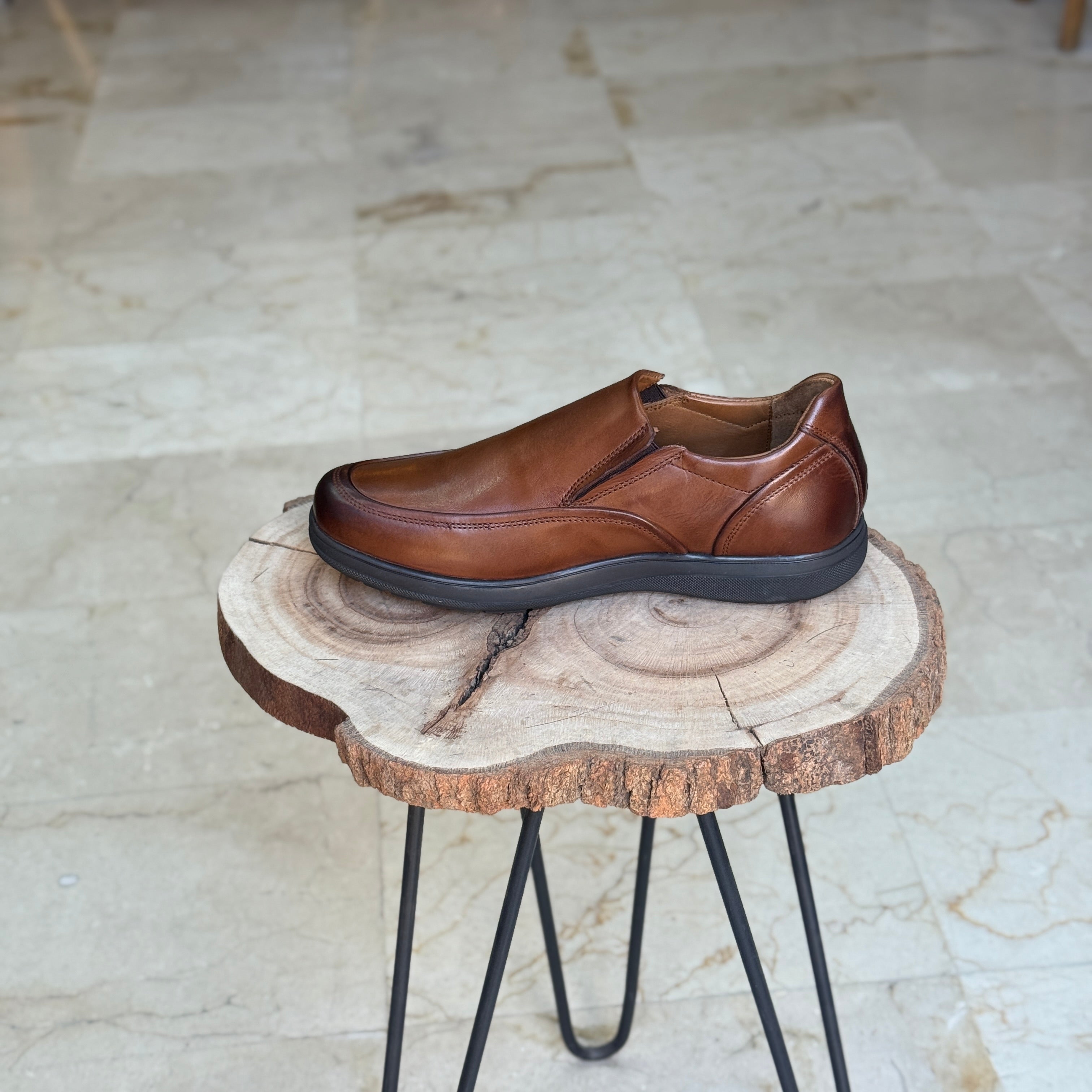 CHAUSSURE MEDICAL EN CUIR 5047 TABA