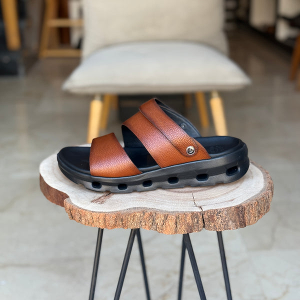 Sandales pour homme en cuir taba avec boucle élégante - Chaussures confortables été 2025
