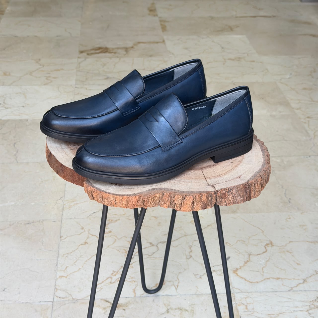 chaussure en cuir 0103 bleu - Shopilo Shoes