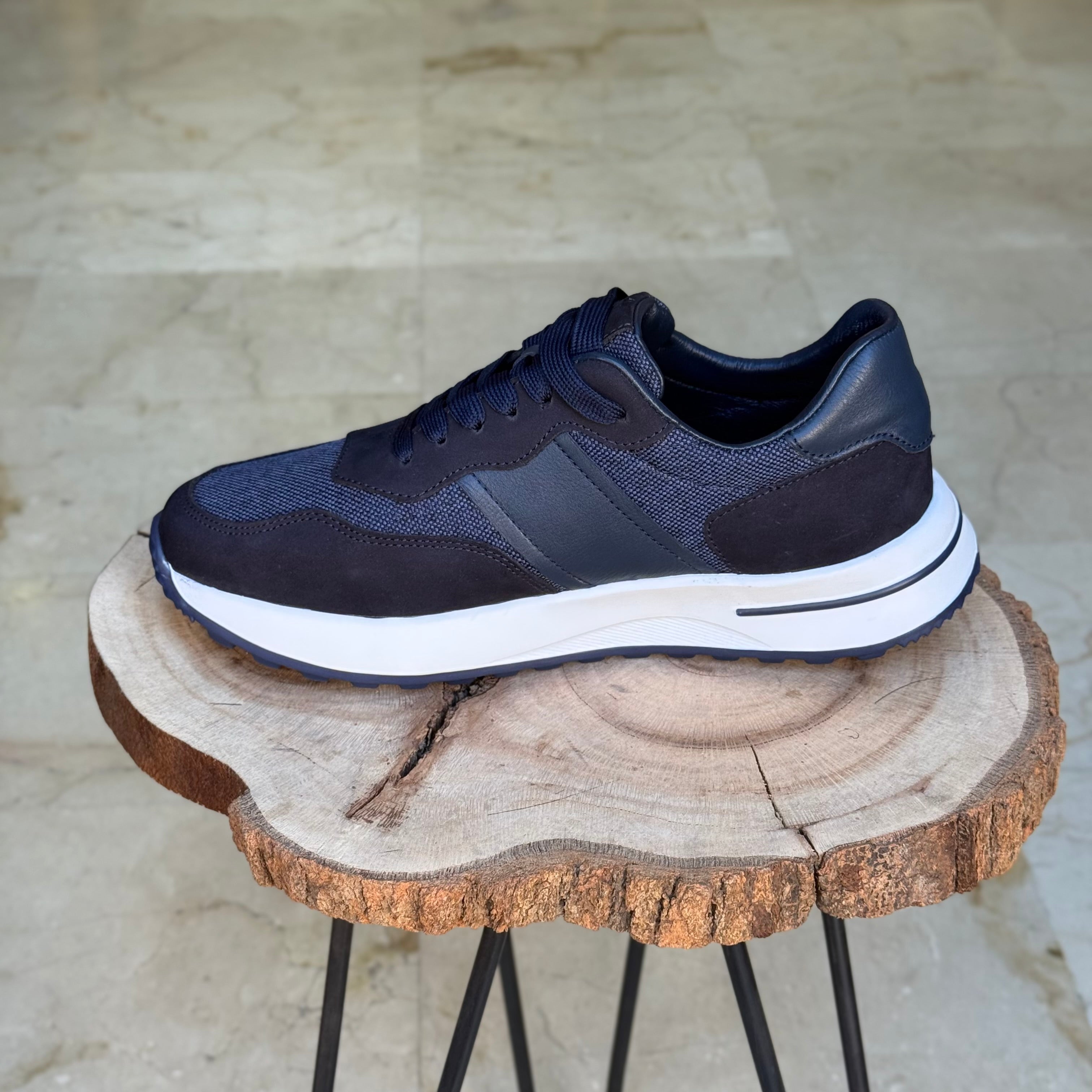 Basket en cuir - 929 bleu / b