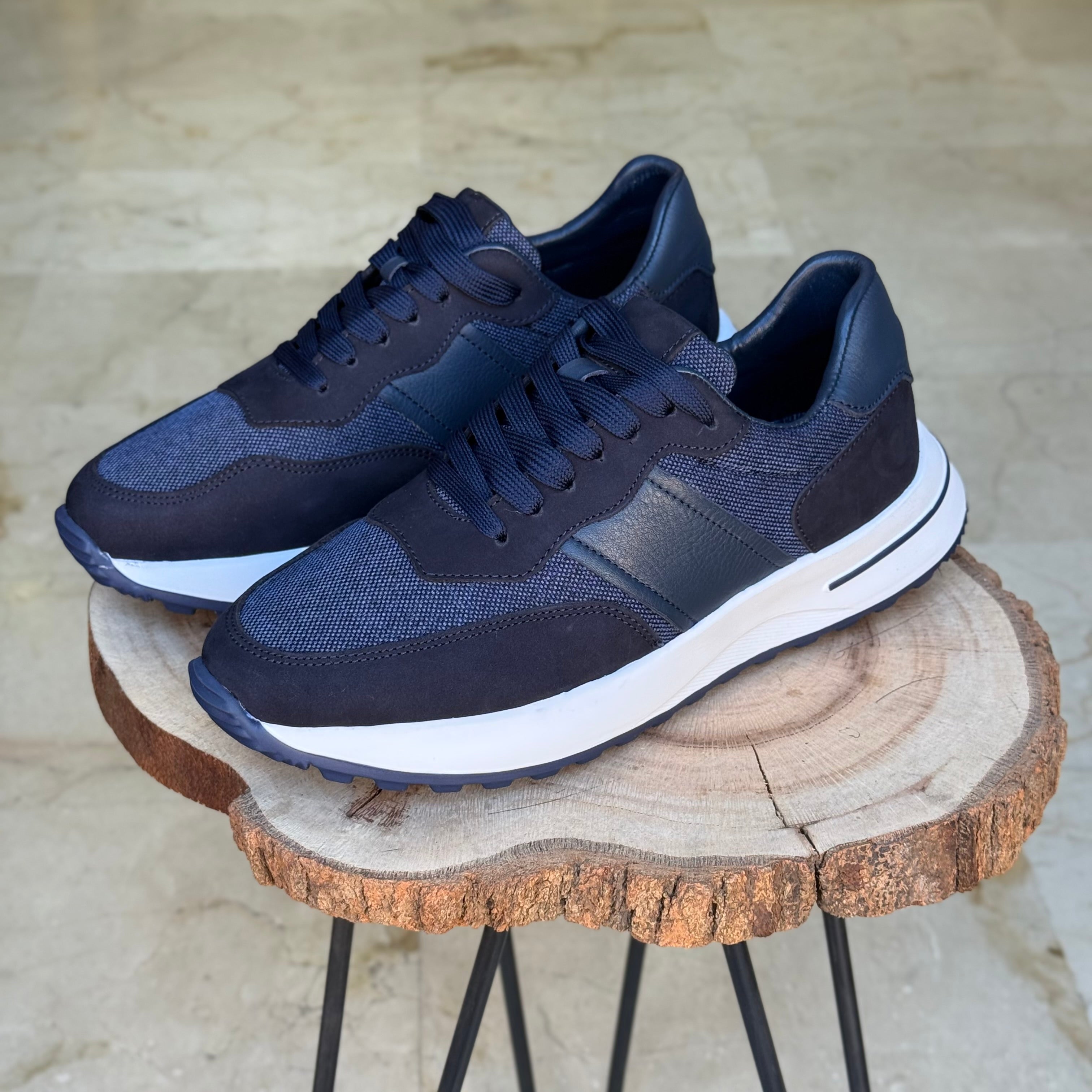 Basket en cuir - 929 bleu / b