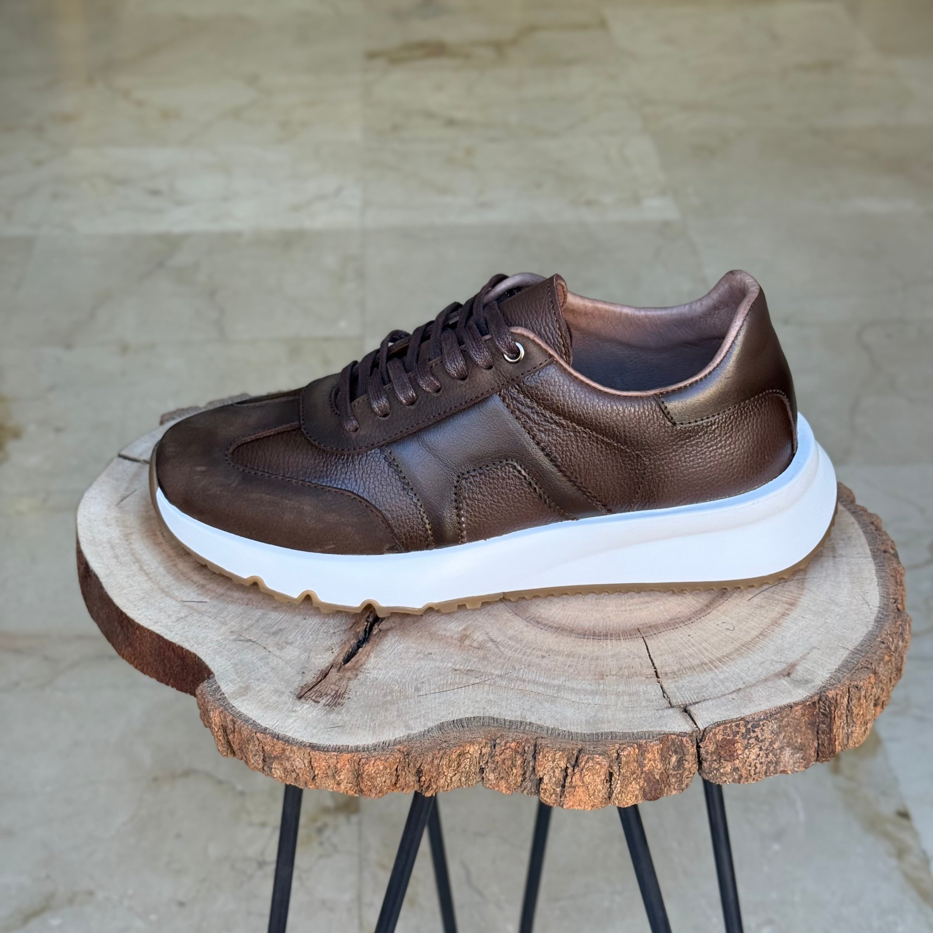 basket en cuir - 926 marron / b