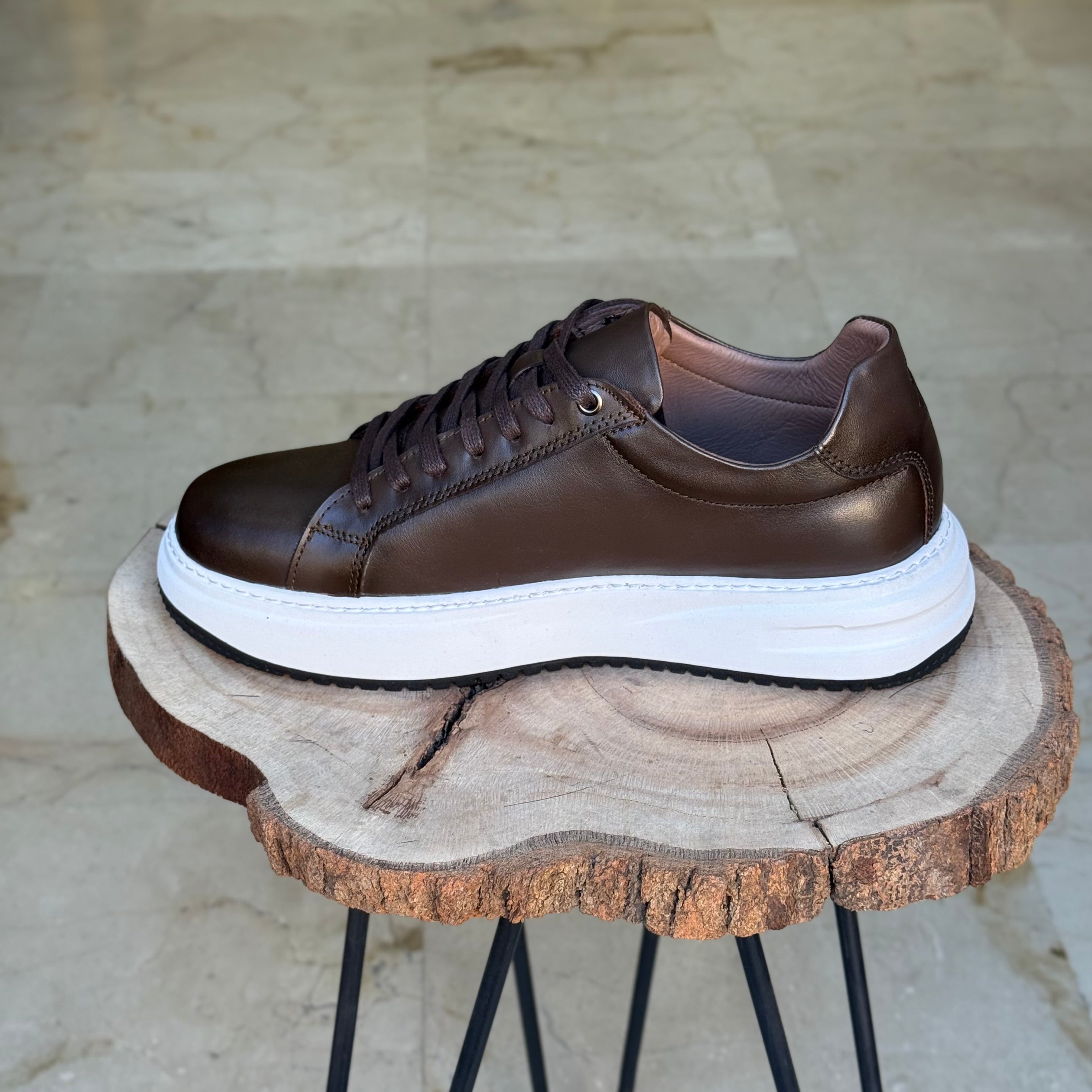 basket en cuir - 825 marron