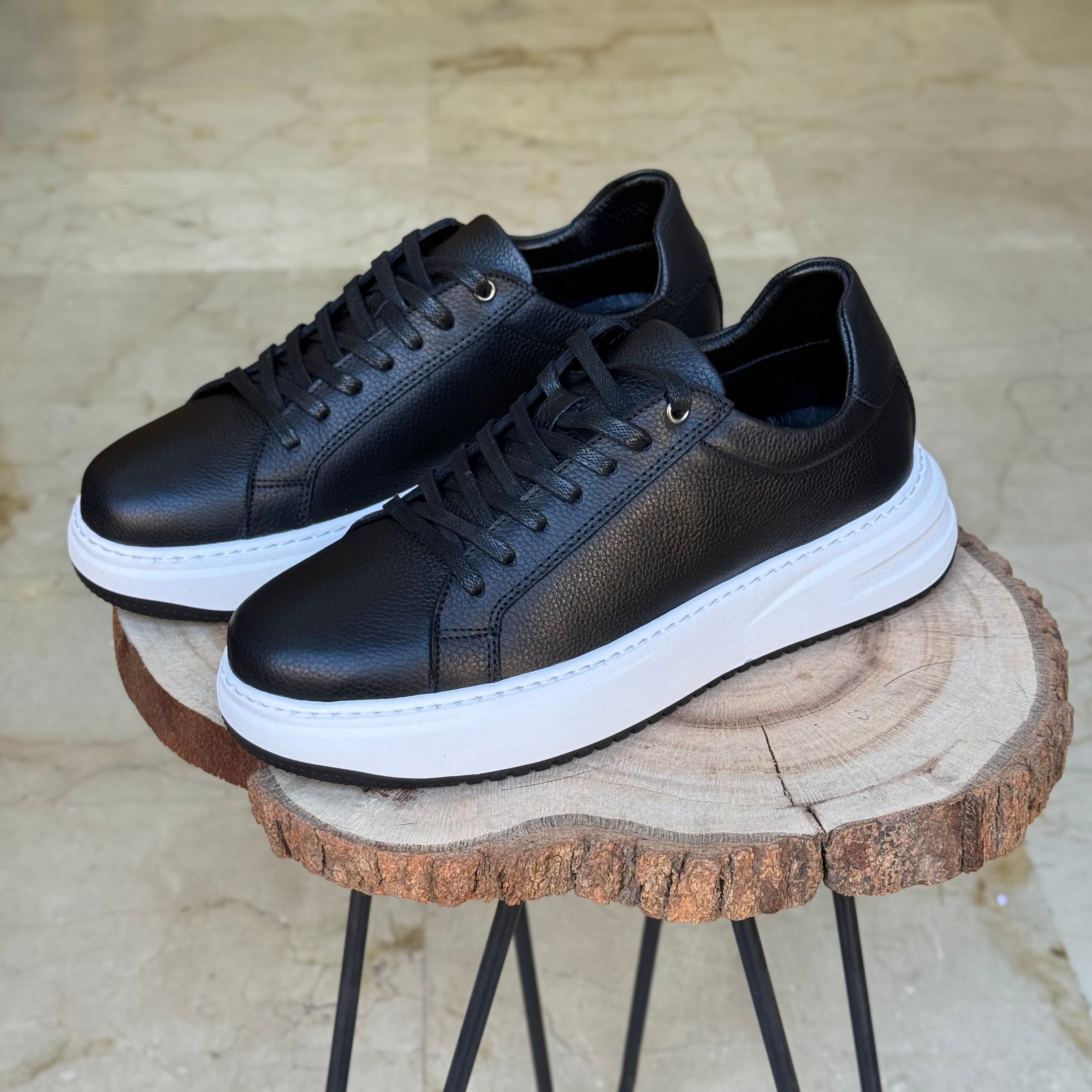 basket en cuir -825 noir / b