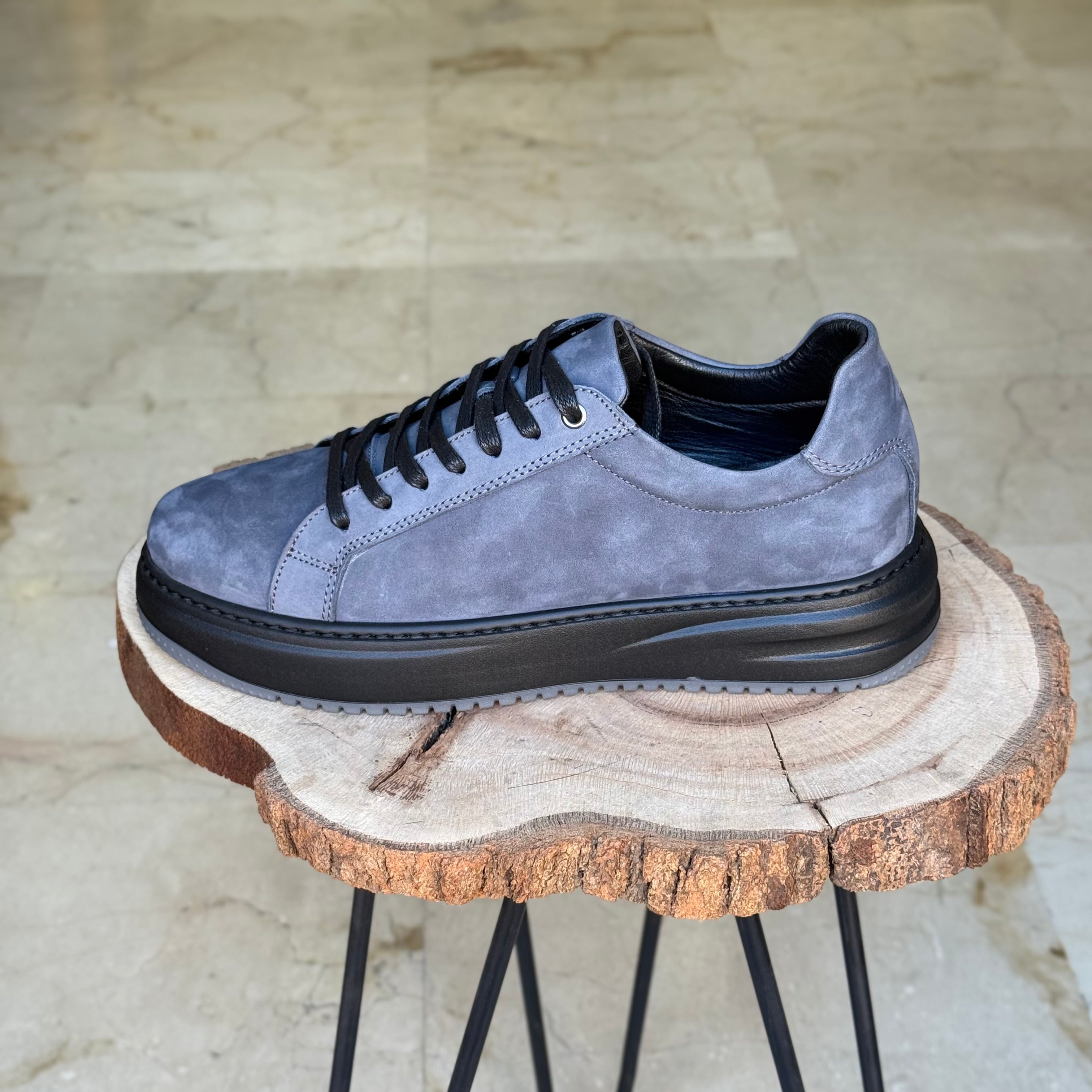 basket en cuir - 825 gris / n