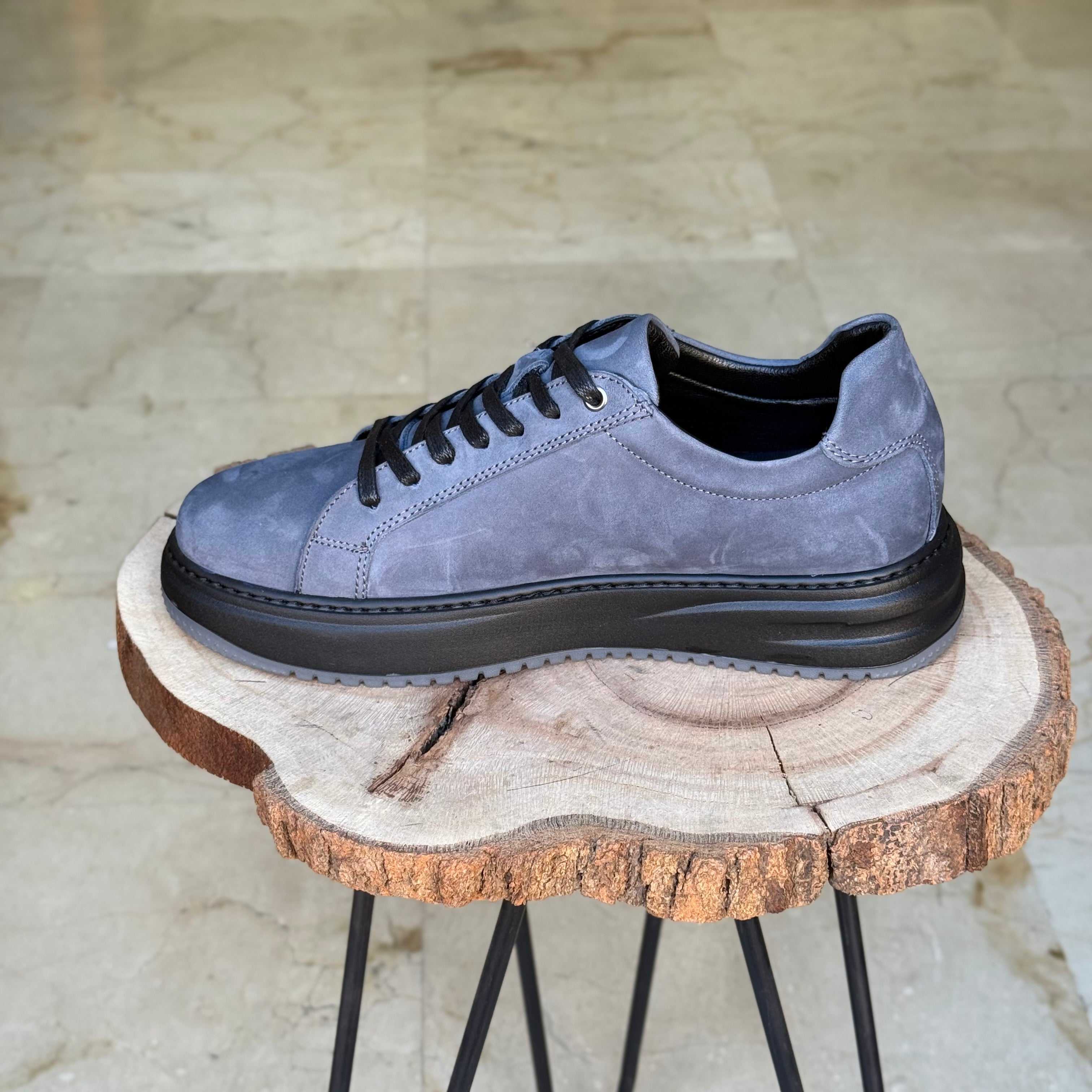 basket en cuir - 825 gris / n