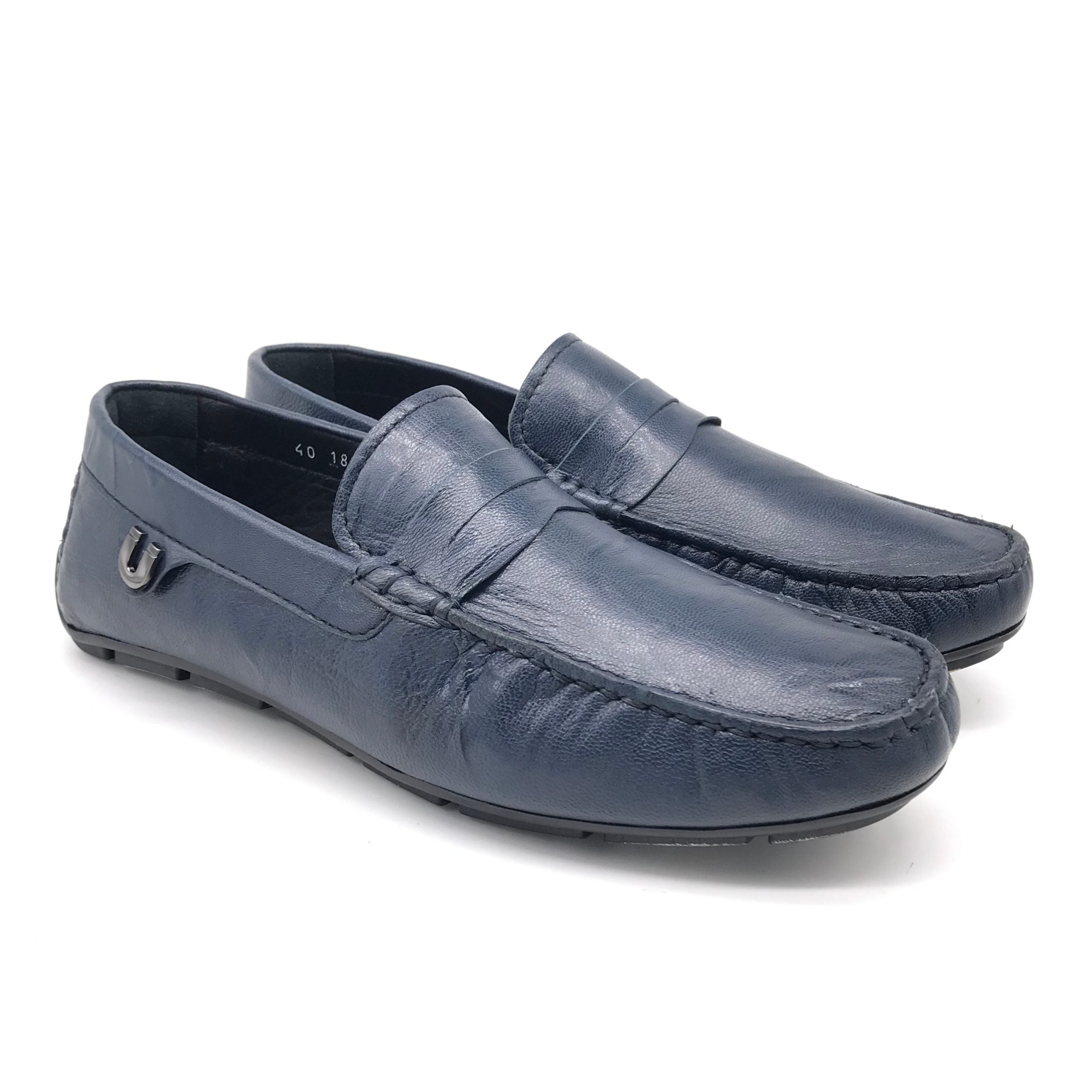 Mocassin En Cuir &1827&bleu