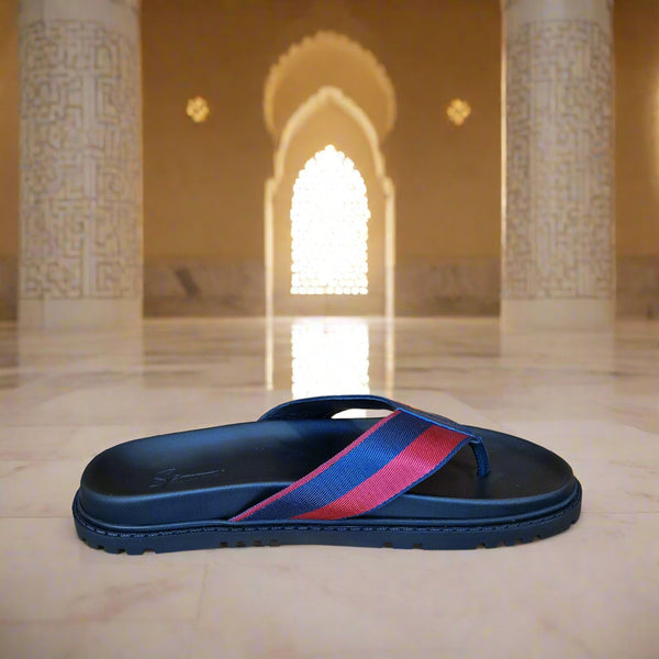 Sandales pour homme en cuir bleu  métallique élégante - Chaussures confortables été 2025