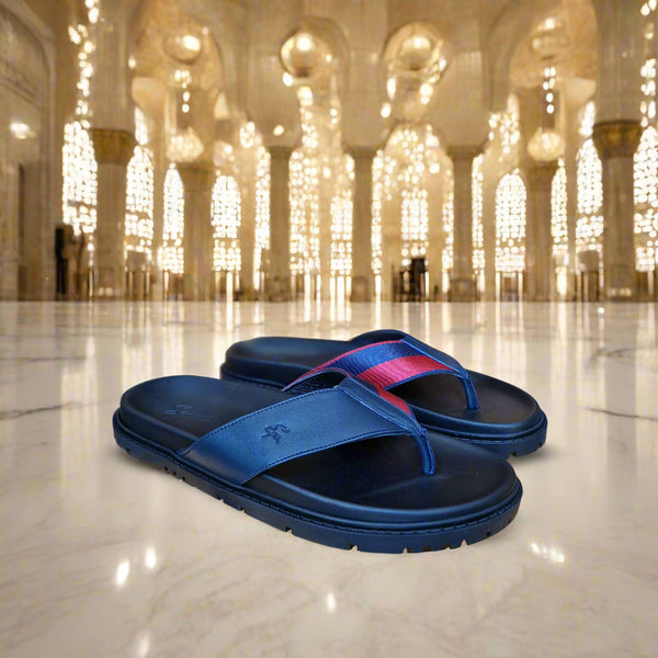 Sandales pour homme en cuir bleu métallique élégante - Chaussures confortables été 2025