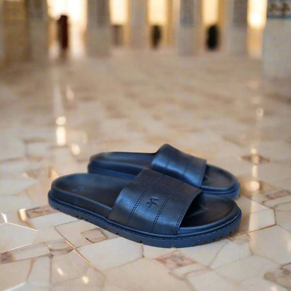 Sandales pour homme en cuir noir élégante - Chaussures confortables été 
