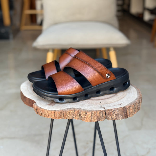 Sandales pour homme en cuir taba avec boucle élégante - Chaussures confortables été 2025