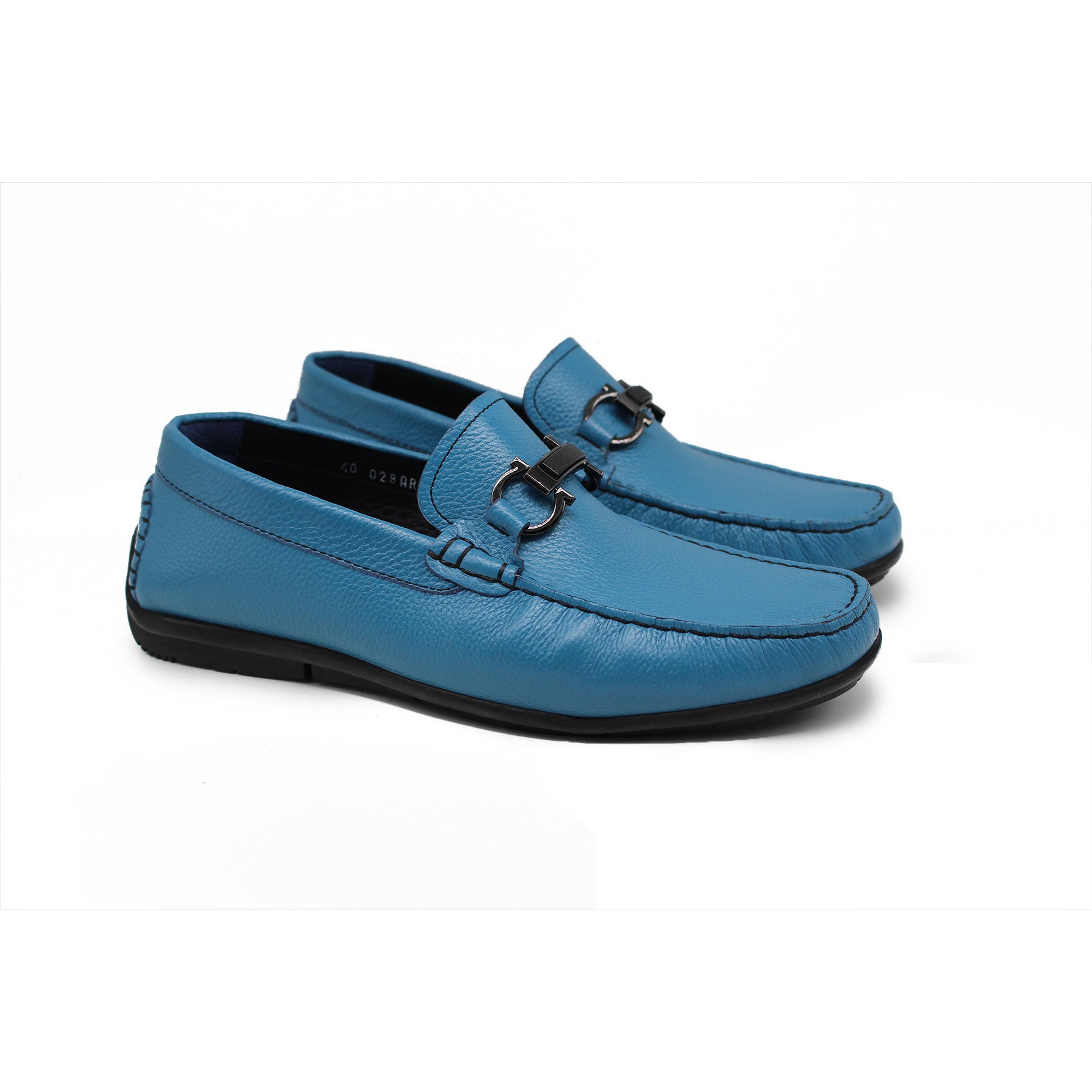 Mocassin en Cuir Ref : 0028 Bleu Clair