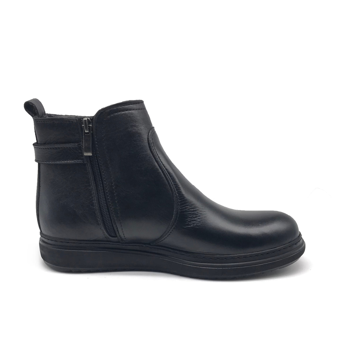 Ref: 6057 Bottine en Cuir Noir pr23 - Shopilo Shoes