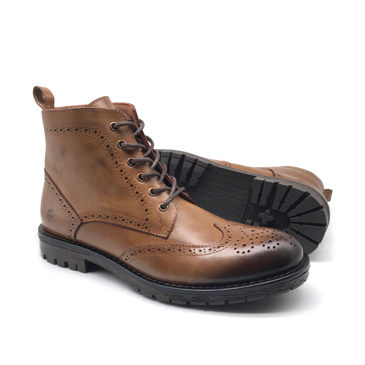 Ref: 405 Bottine en Cuir Marron Clair - Shopilo Shoes