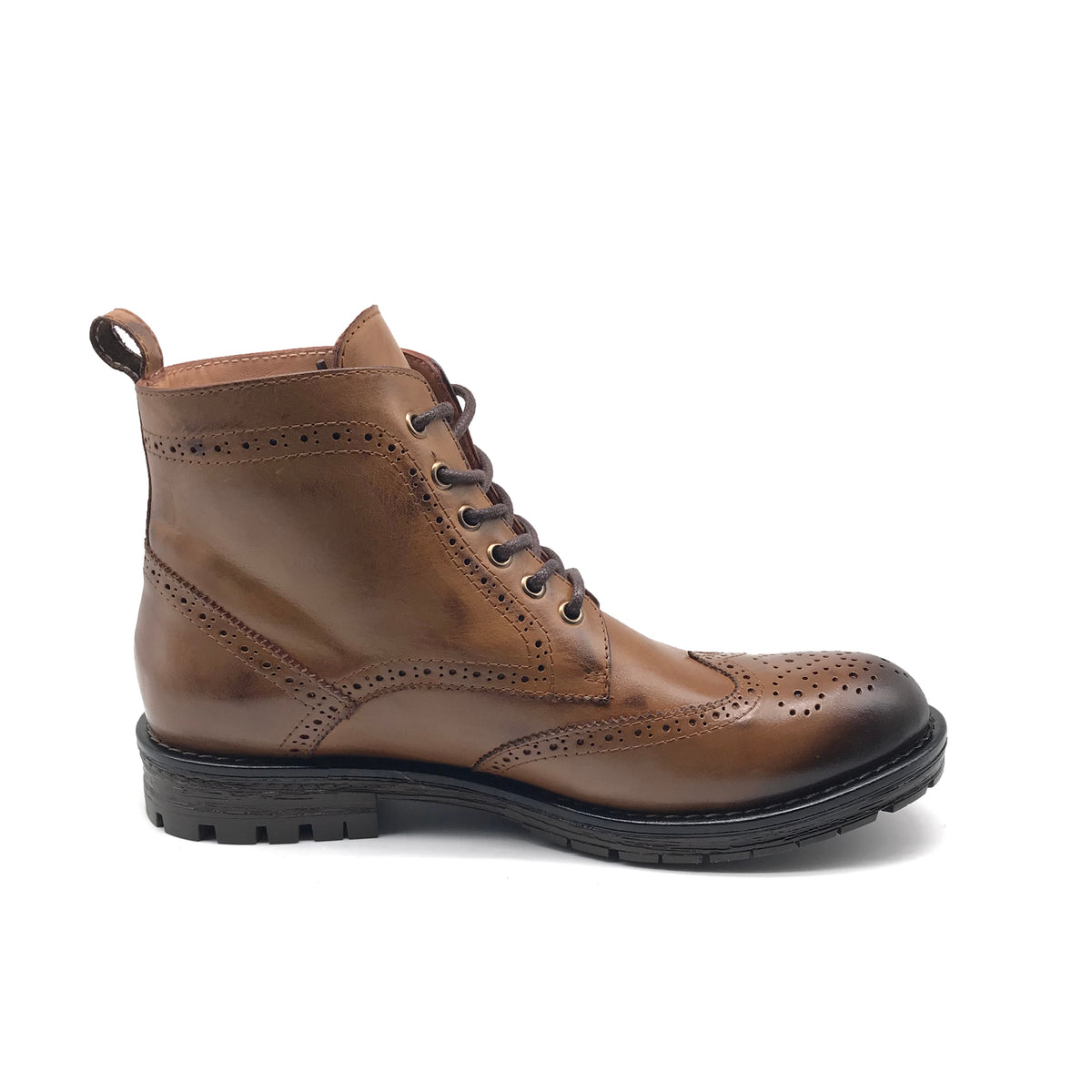 Ref: 405 Bottine en Cuir Marron Clair - Shopilo Shoes