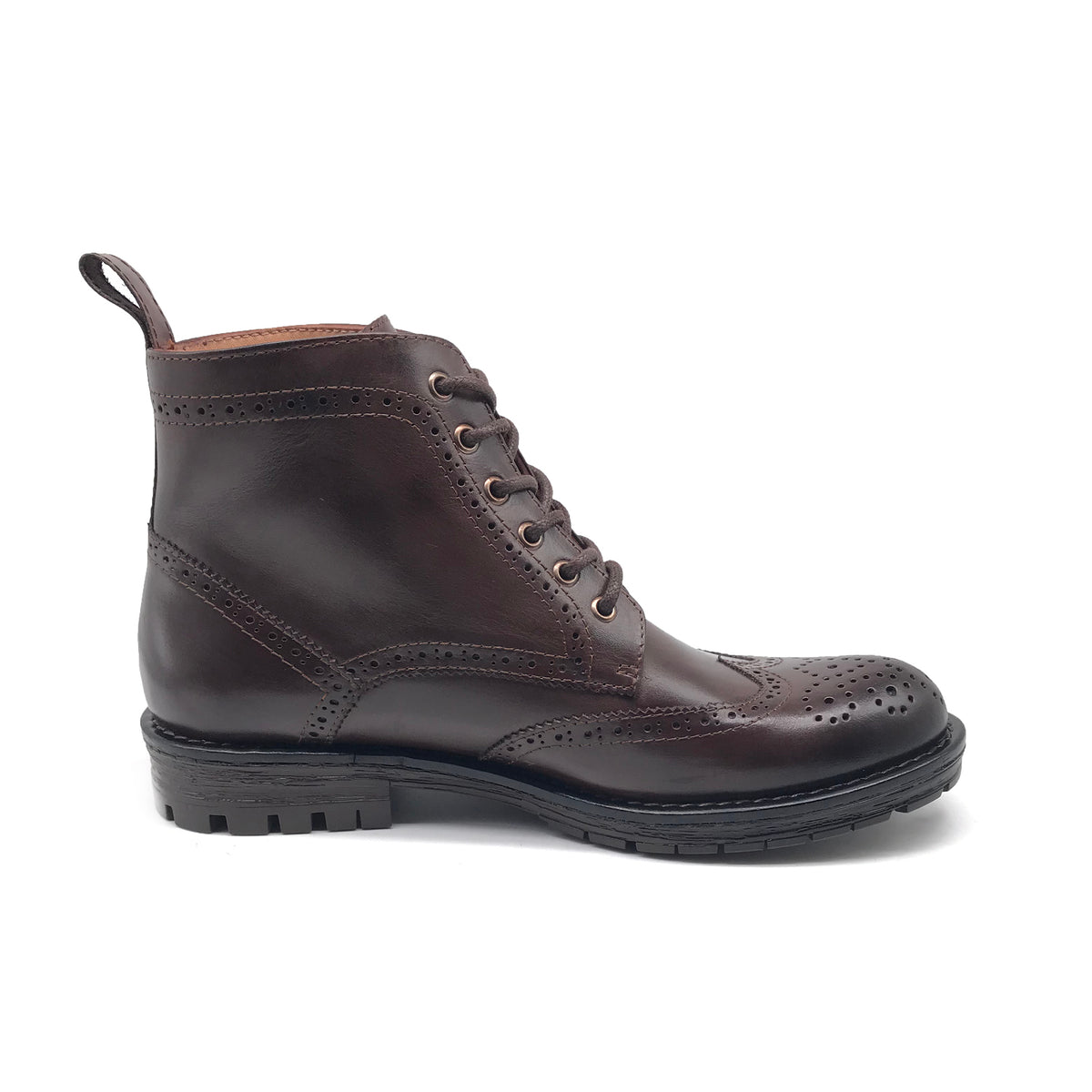 Ref: 405 Bottine en Cuir Marron Foncé PR23 - Shopilo Shoes