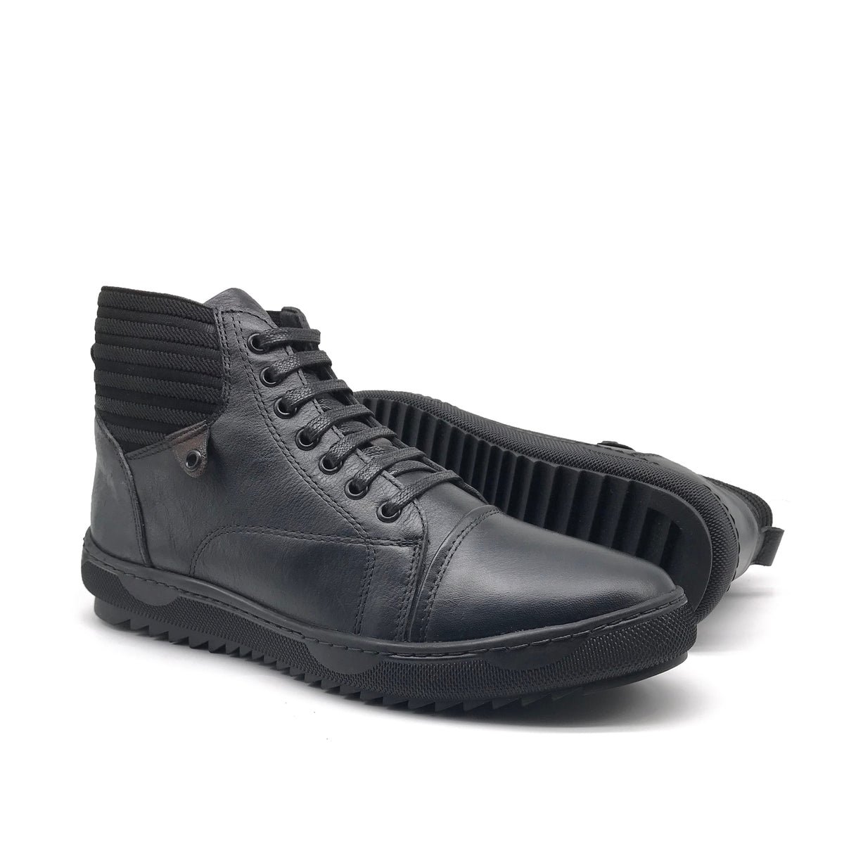 Ref: 358 Bottine en Cuir Noir - Shopilo Shoes