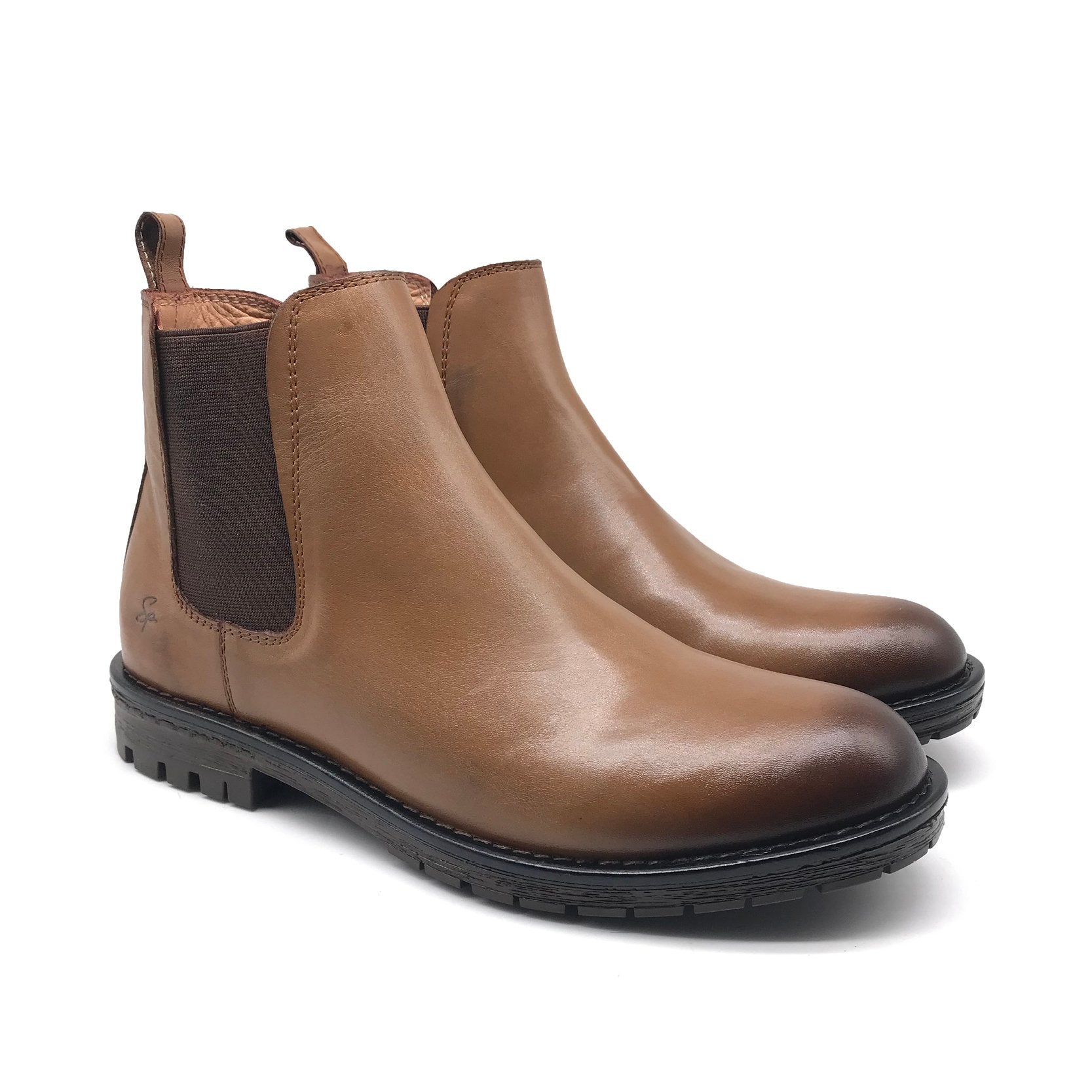 Ref: 402 Bottine en Cuir Marron Clair - Shopilo Shoes