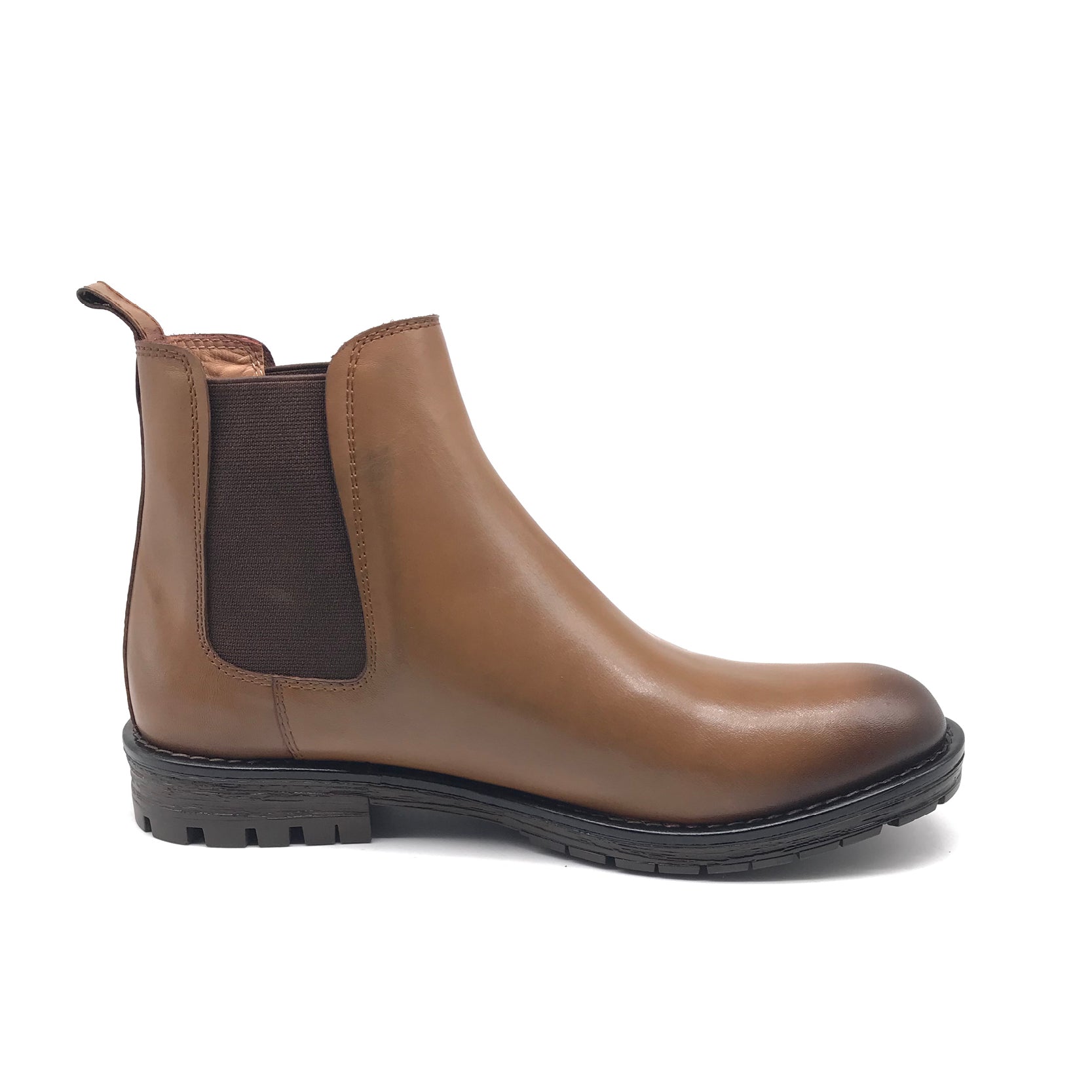 Ref: 402 Bottine en Cuir Marron Clair - Shopilo Shoes