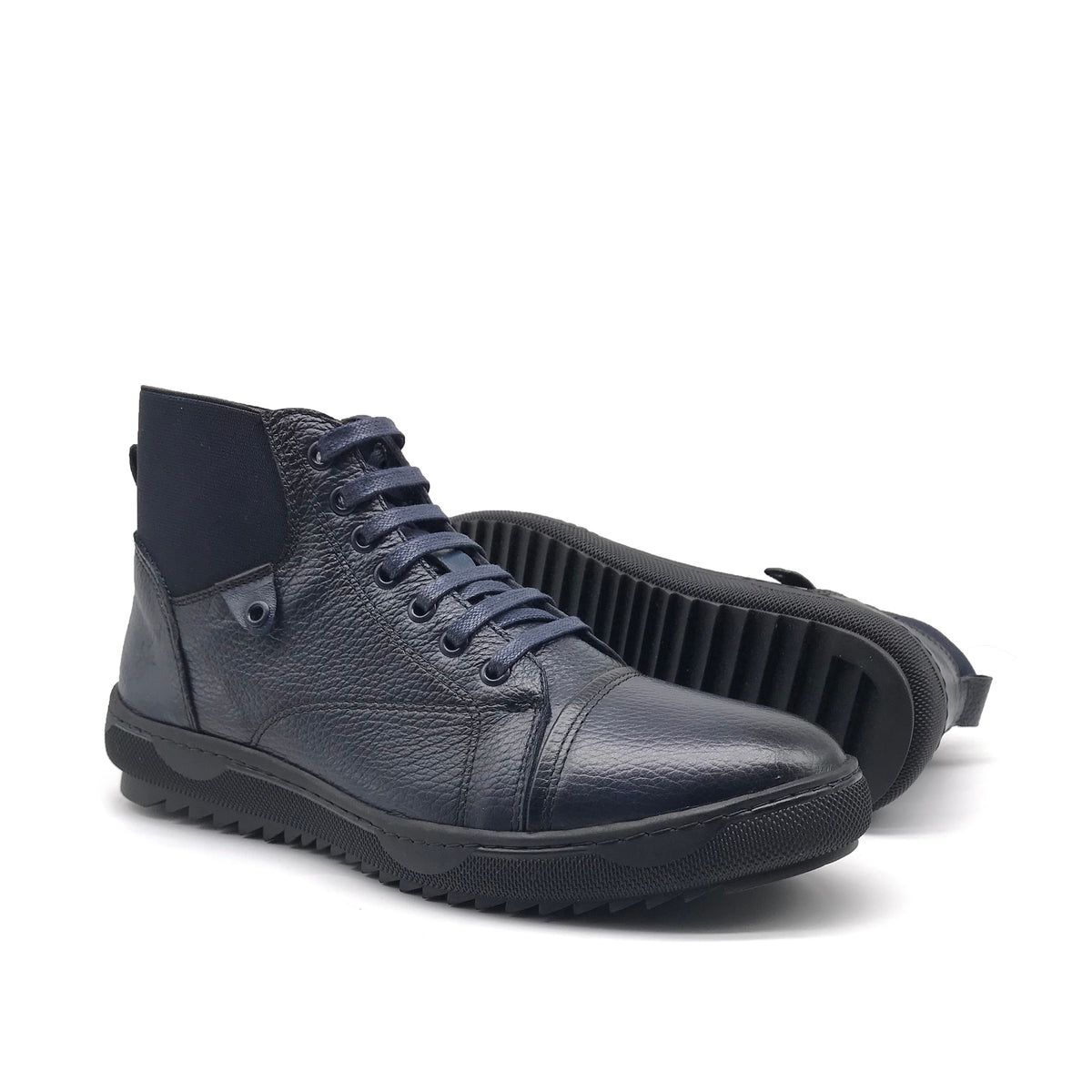 Ref: 358 Bottine en Cuir Bleu - Shopilo Shoes