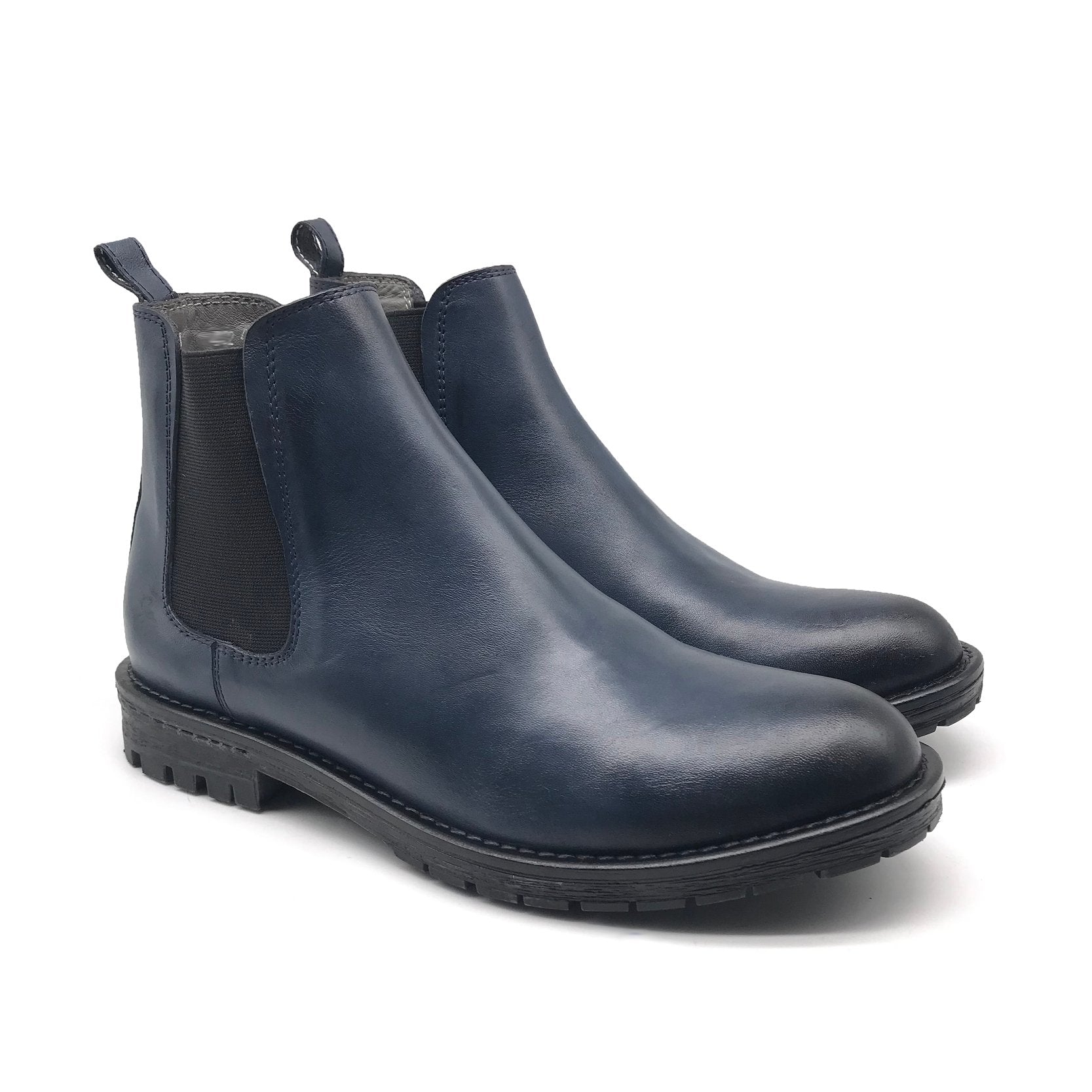 Ref: 402 Bottine en Cuir Bleu PR23 - Shopilo Shoes