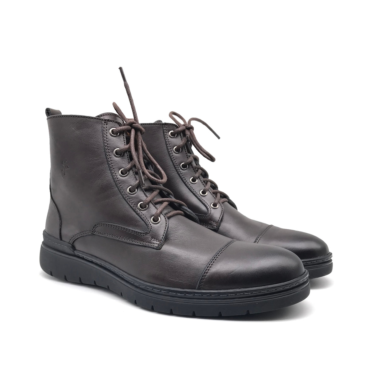 Ref: 056 Bottine en Cuir Marron Foncé - Shopilo Shoes