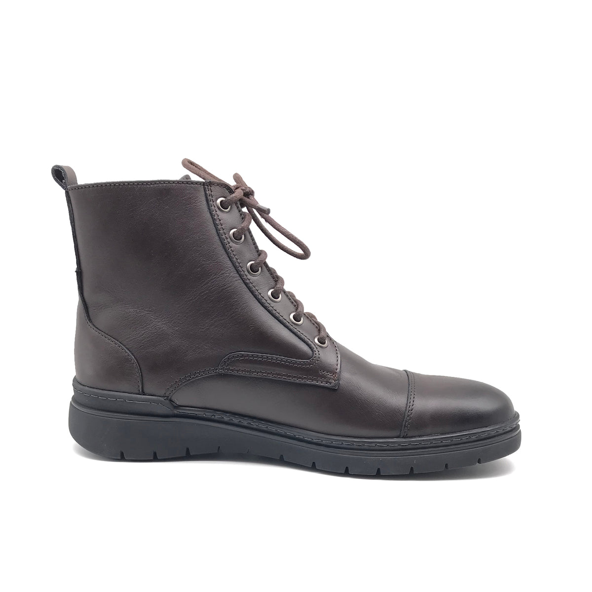 Ref: 056 Bottine en Cuir Marron Foncé - Shopilo Shoes
