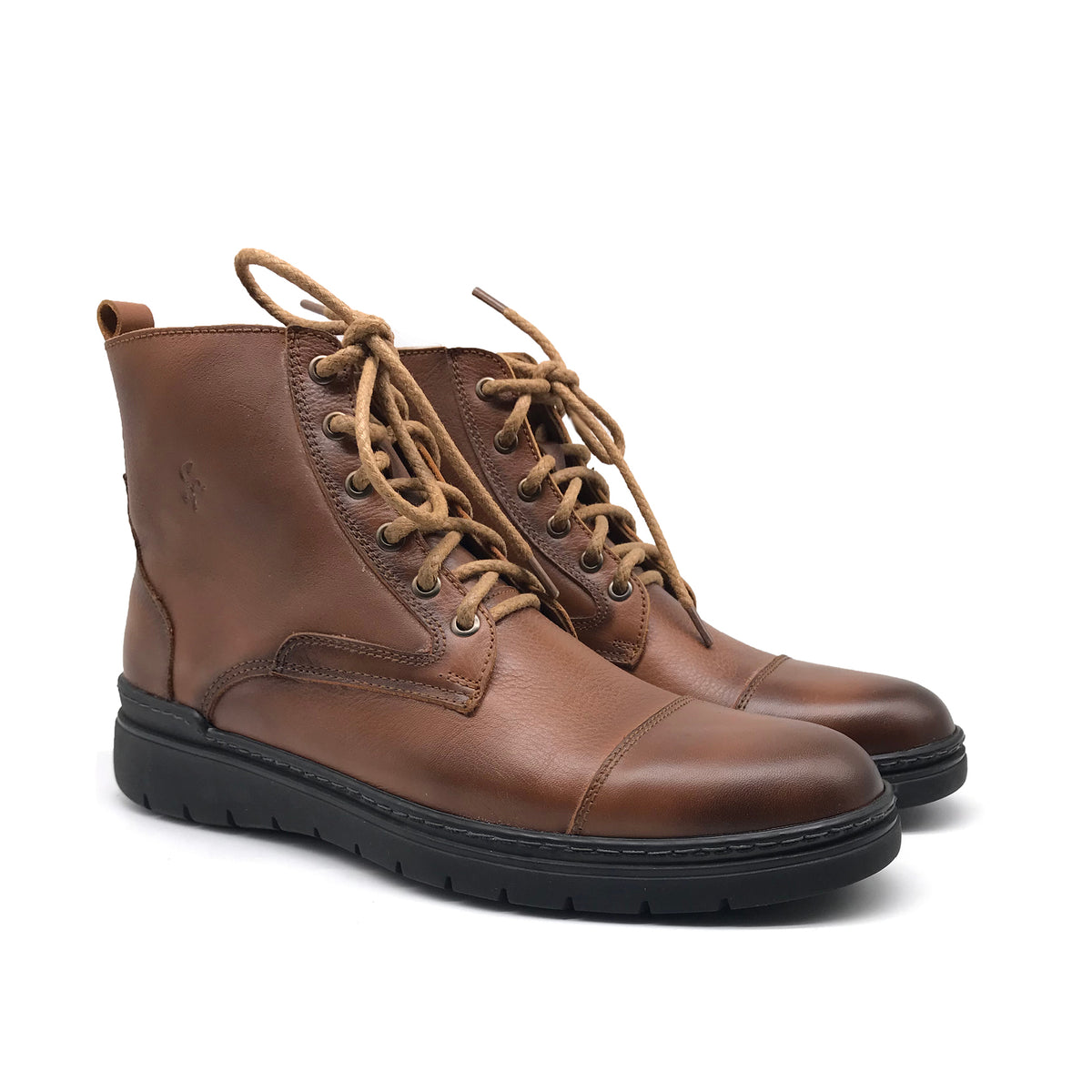 Ref: 056 Bottine en Cuir Marron Clair - Shopilo Shoes