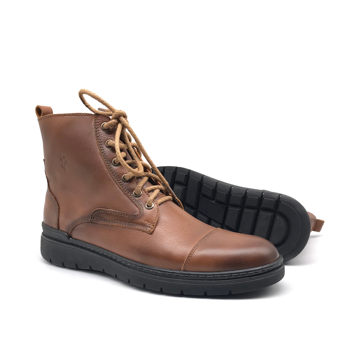 Ref: 056 Bottine en Cuir Marron Clair - Shopilo Shoes