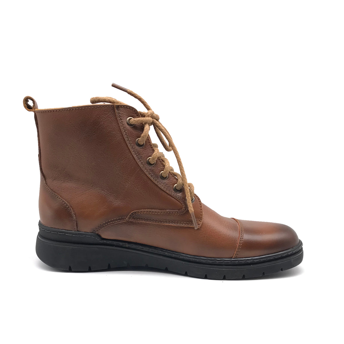 Ref: 056 Bottine en Cuir Marron Clair - Shopilo Shoes