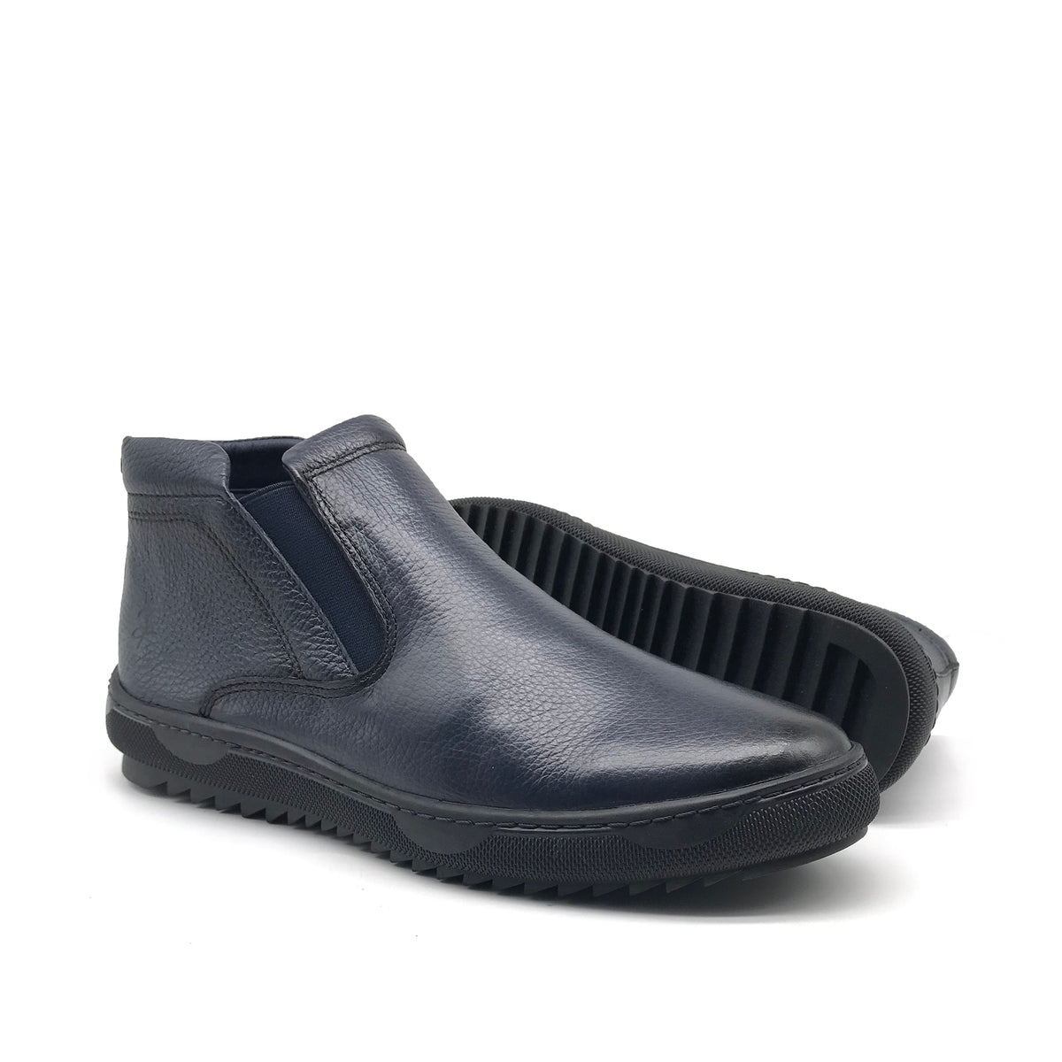 Ref: 243 Bottine en Cuir Bleu - Shopilo Shoes