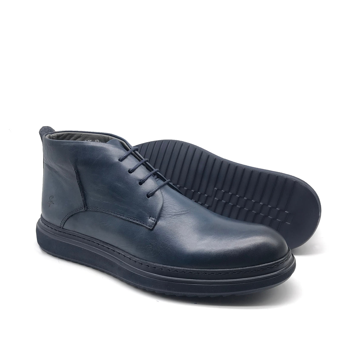 Ref: 6045 Bottine en Cuir Bleu - Shopilo Shoes