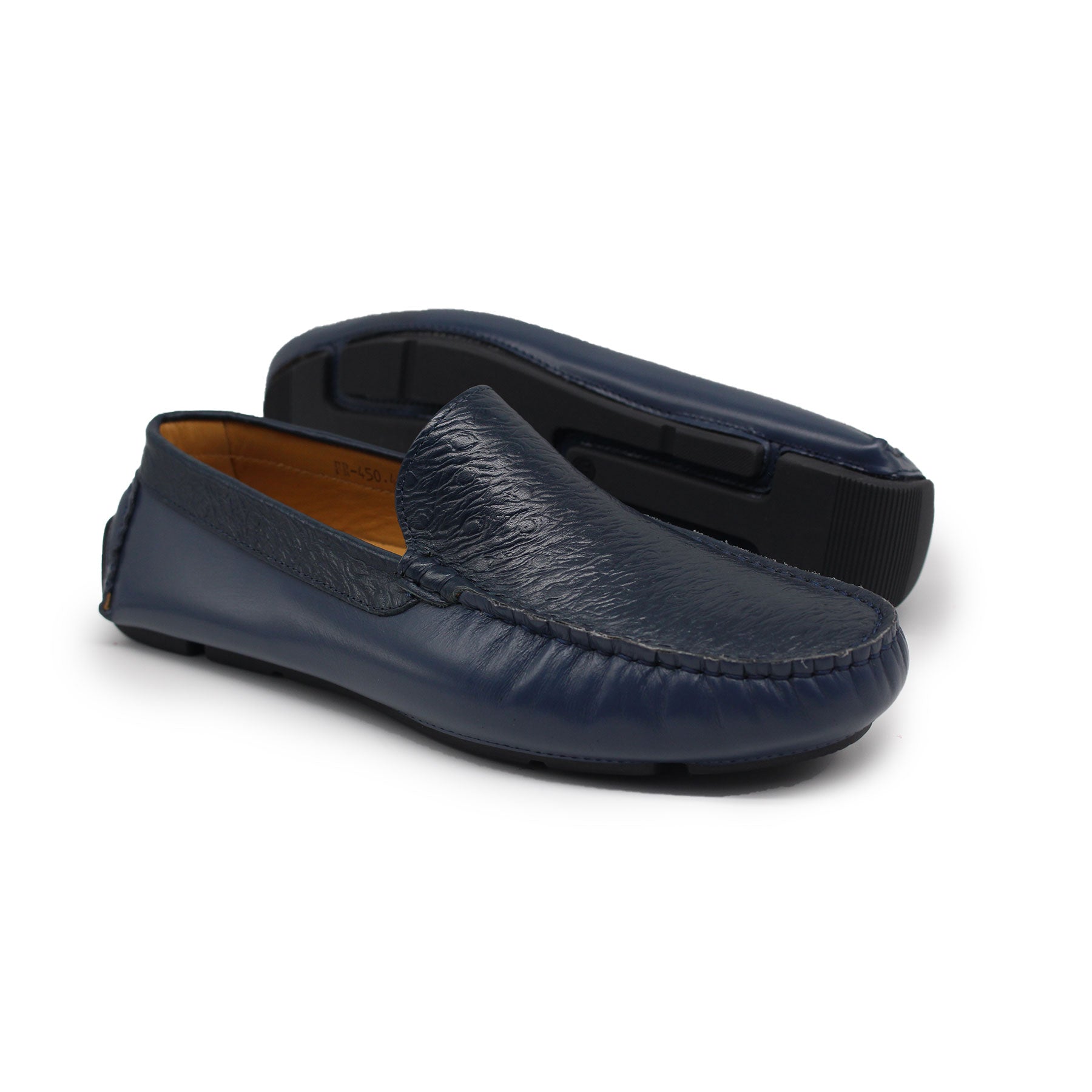 Mocassin en Cuir Ref : 450 Bleu Autruche