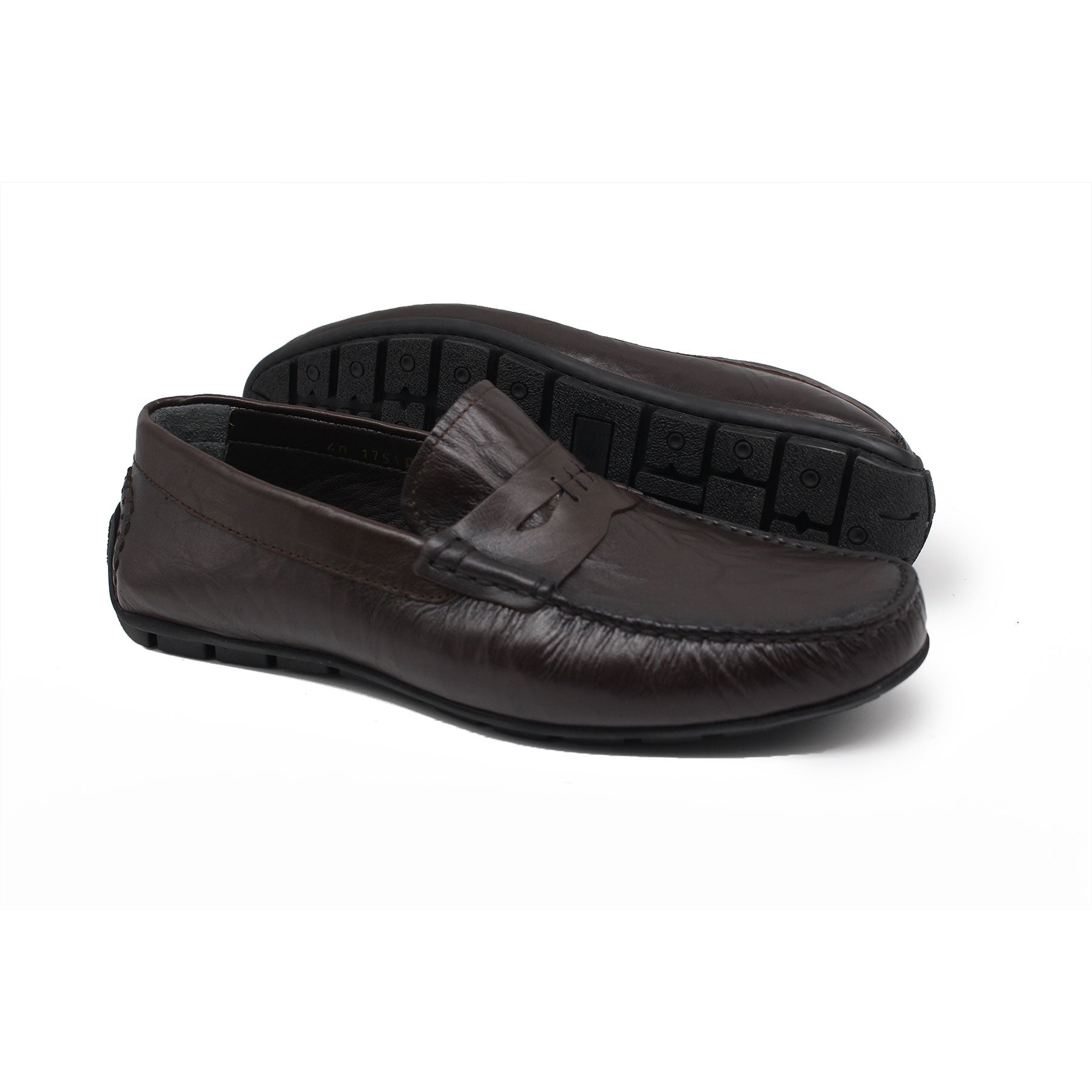 Mocassin en Cuir Ref : 1751 Marron Foncé