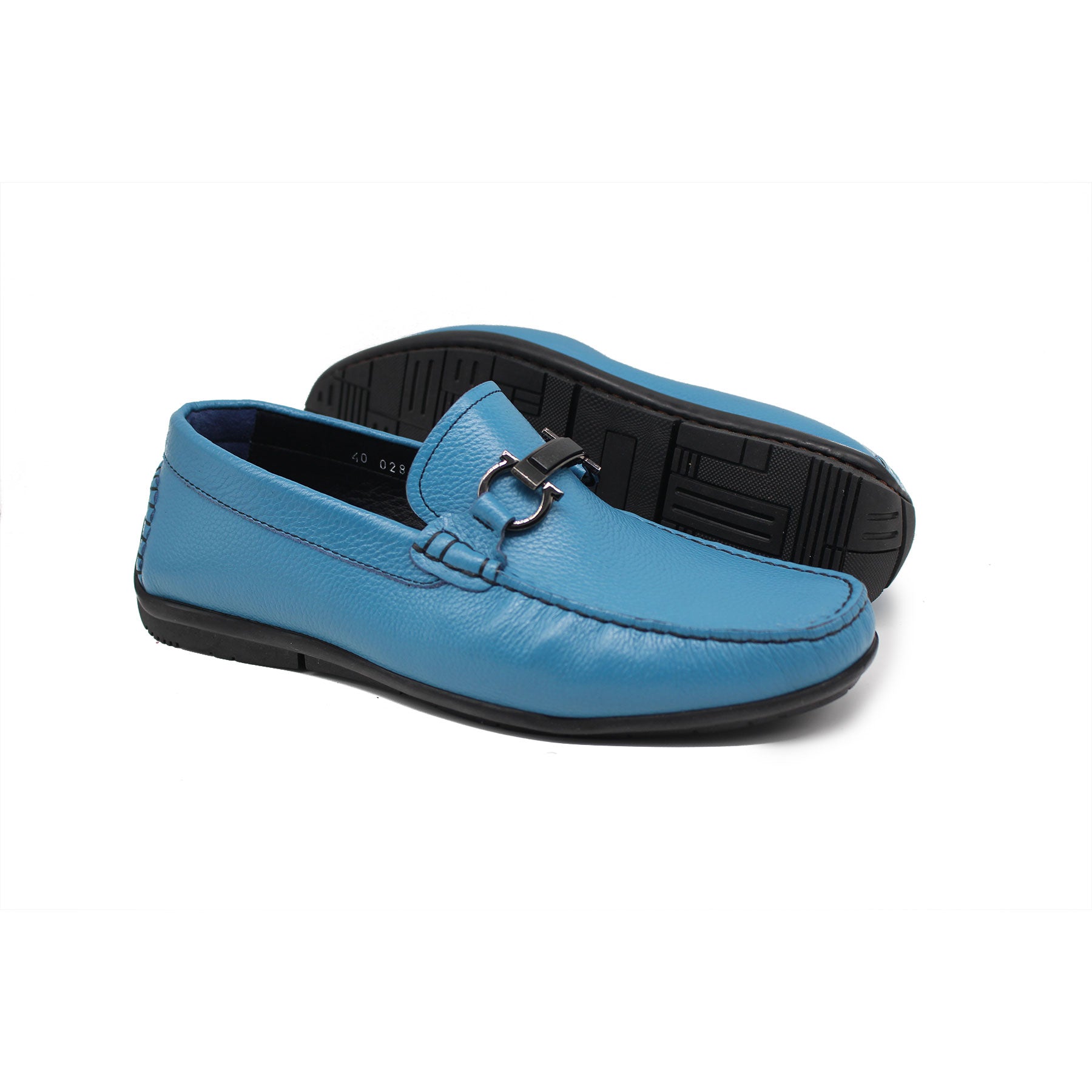 Mocassin en Cuir Ref : 0028 Bleu Clair