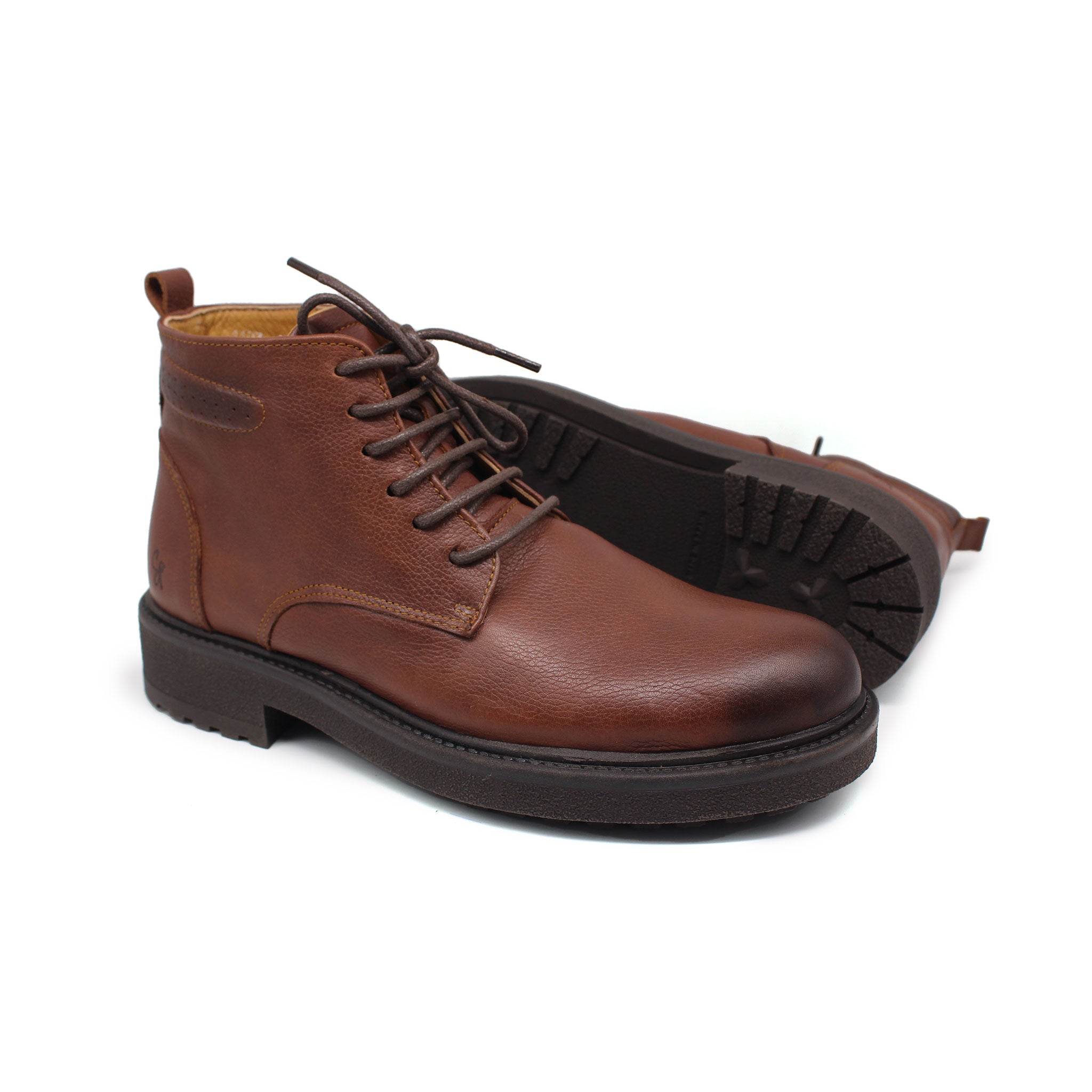 Ref: 1197 Bottine en Cuir Marron Fonce SOLD