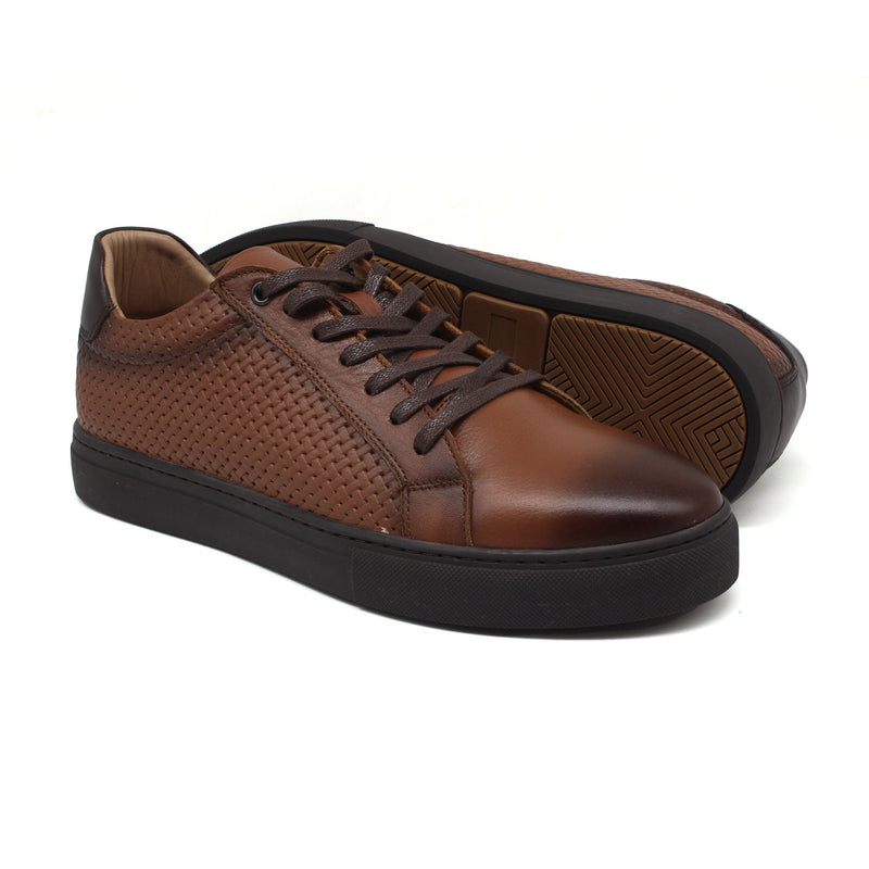 REF: 1528 BASKET EN CUIR MARRON FONCE