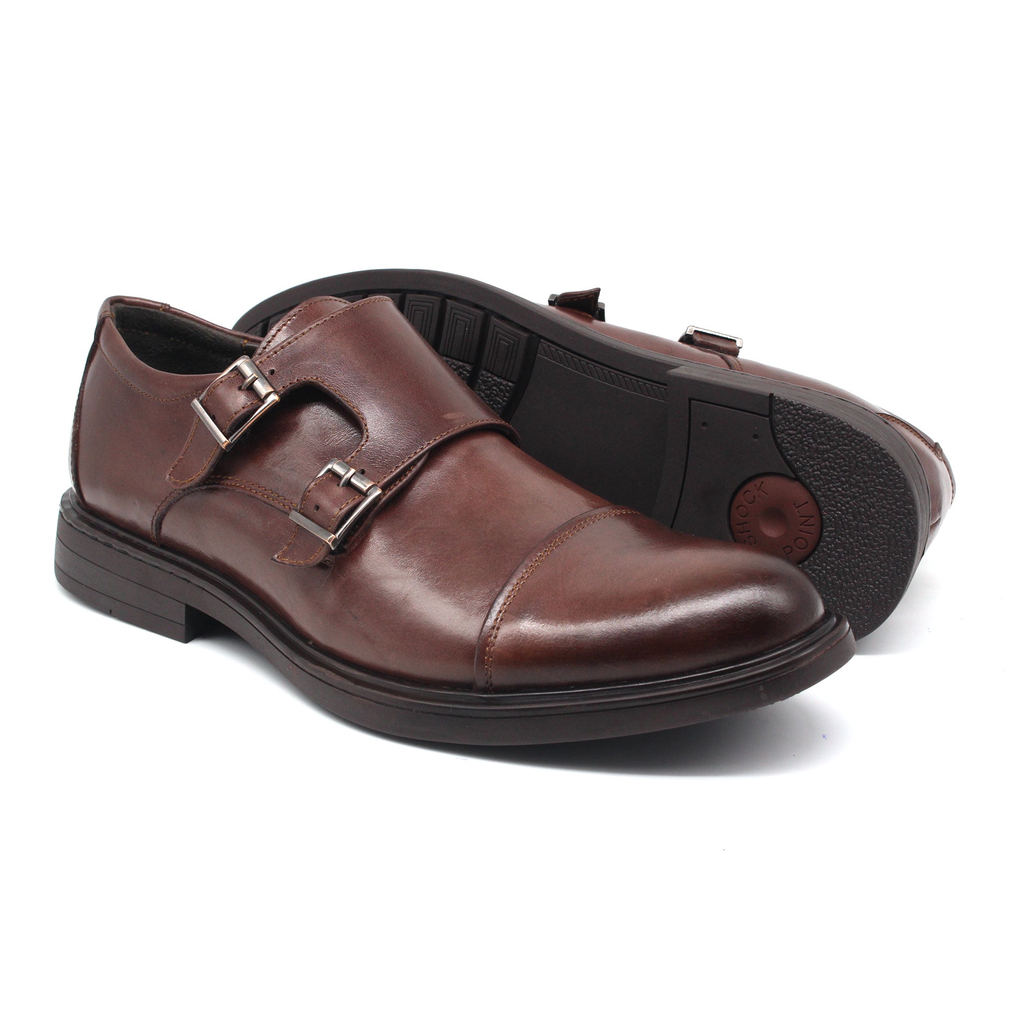 REF:  0154 CHAUSSURE CLASS EN CUIR MARRON FONCE