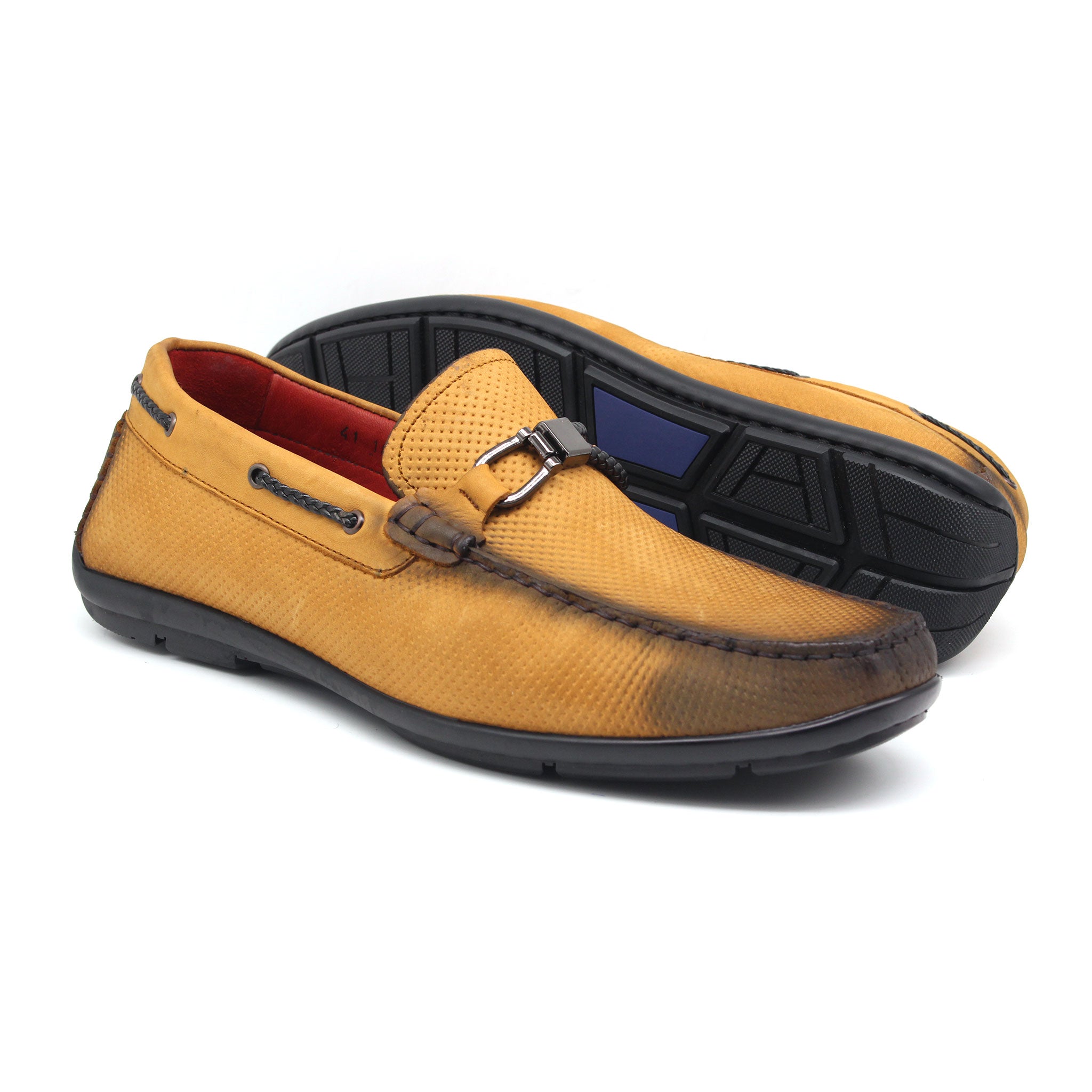MOCASSIN EN CUIR REF 1828 MARRON JAUNE AR