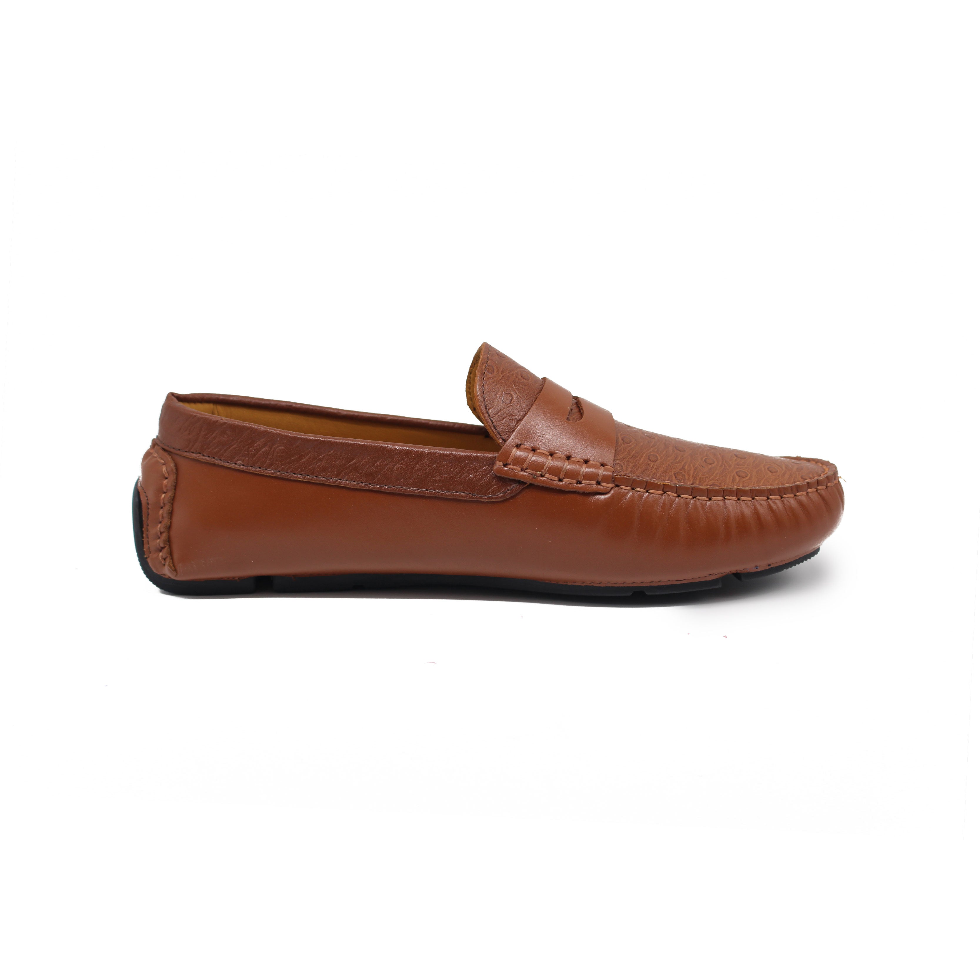 Mocassin en Cuir Ref : 455 Marron Clair Autruche