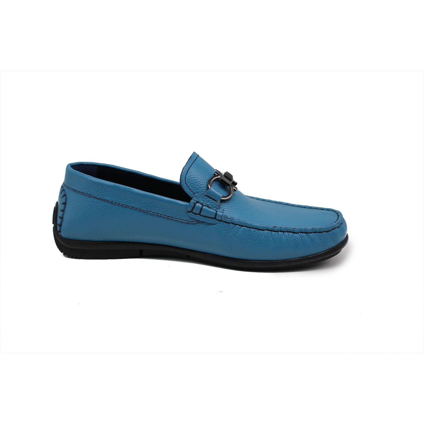 Mocassin en Cuir Ref : 0028 Bleu Clair