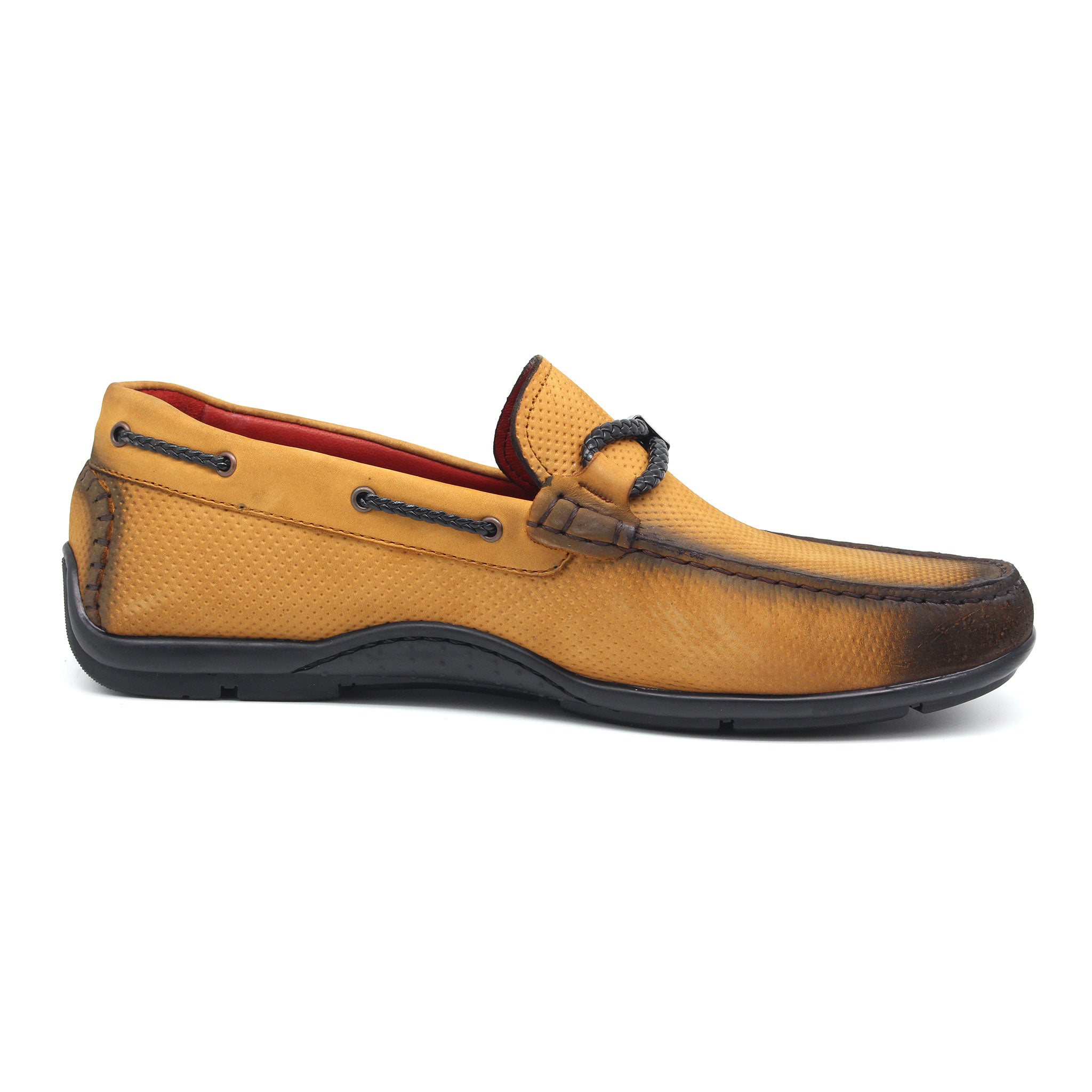 MOCASSIN EN CUIR REF 1828 MARRON JAUNE AR - Shopilo Shoes