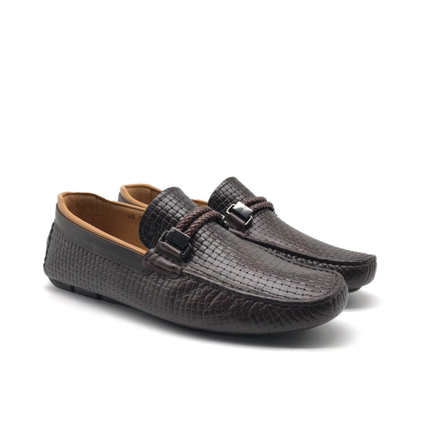 MO01819 Mocassin en Cuir Marron Foncé