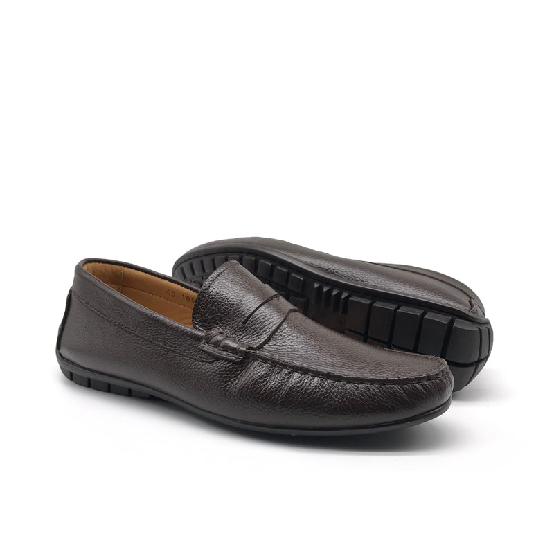1051 Mocassin en Cuir Marron Foncé
