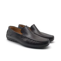 01047 Mocassin en Cuir  Marron Foncé