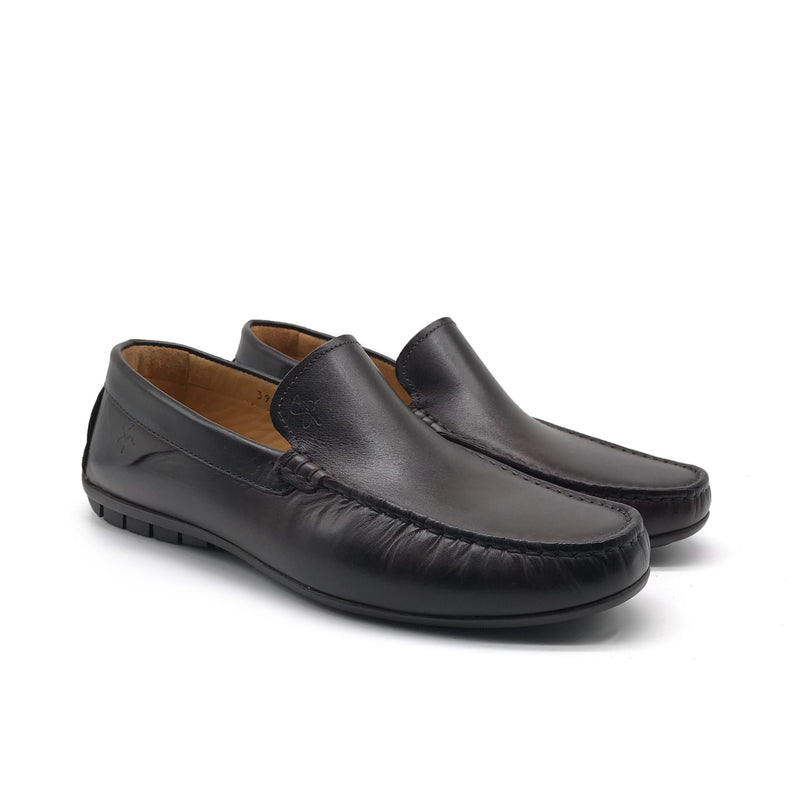 01047 Mocassin en Cuir  Marron Foncé