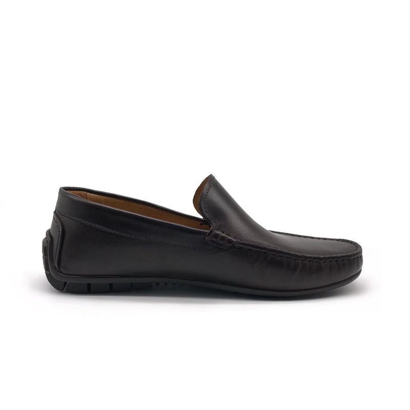 01047 Mocassin en Cuir  Marron Foncé