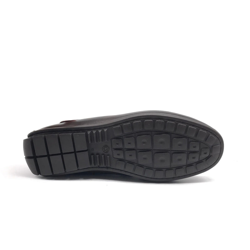 01047 Mocassin en Cuir  Marron Foncé
