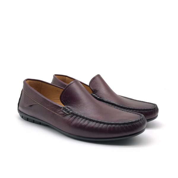 01047 Mocassin en Cuir Bordeaux